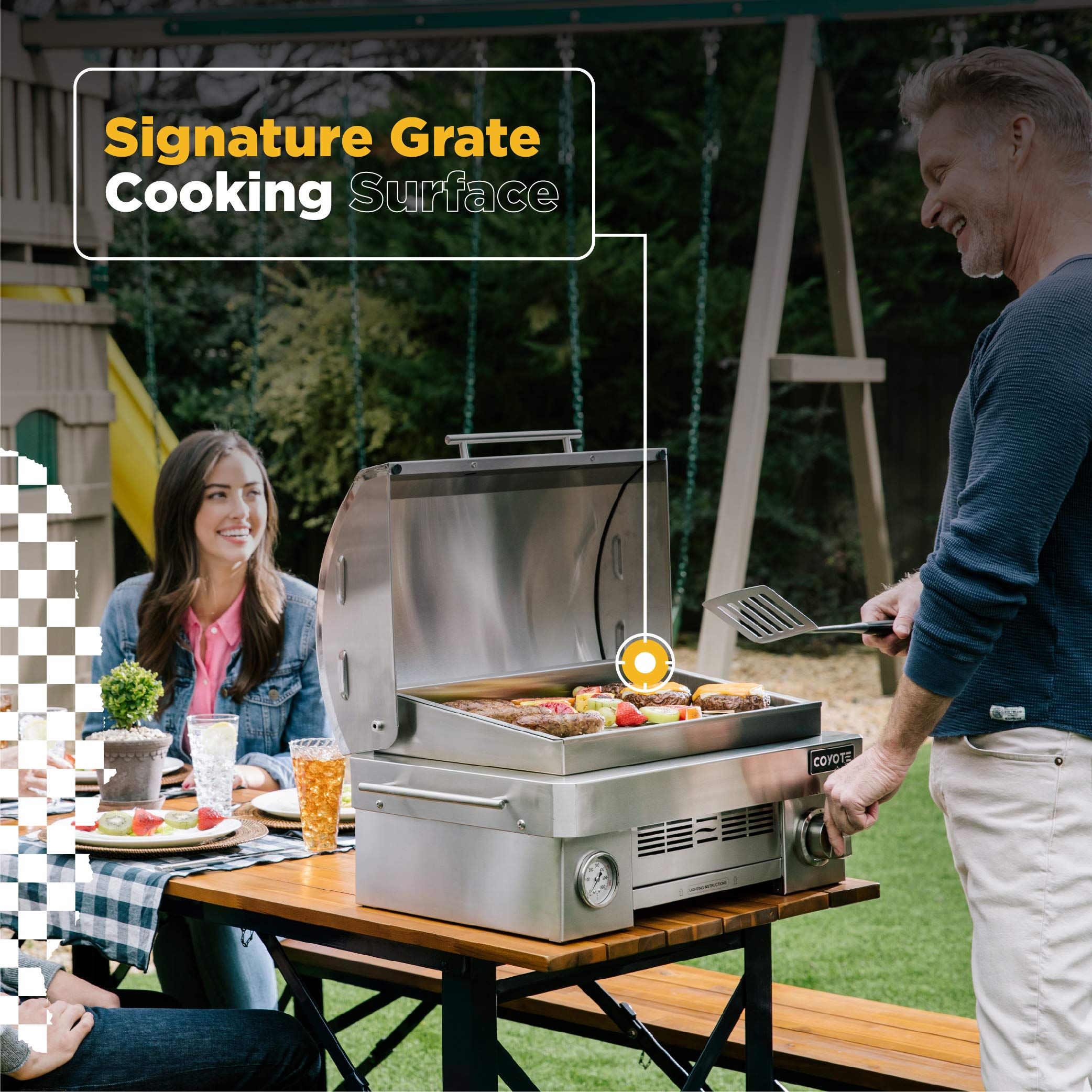 **COYOTE OUTDOOR 25-Inch Portable Propane Gas Grill with Ceramic Heat Control Grid – Compact & Lightweight Camping Grill for Tailgating, Backyard, RV & Beach – Perfect for Outdoor Cooking, Picnics, Family Gatherings – Ideal for Camping, BBQ Parties, RV Trips & Beach Picnics – Great for Grilling Burgers, Steaks, Veggies & Seafood at Home or On-The-Go – Best for Backyard BBQs, Camping Trips, Beach Parties & RV Adventures**