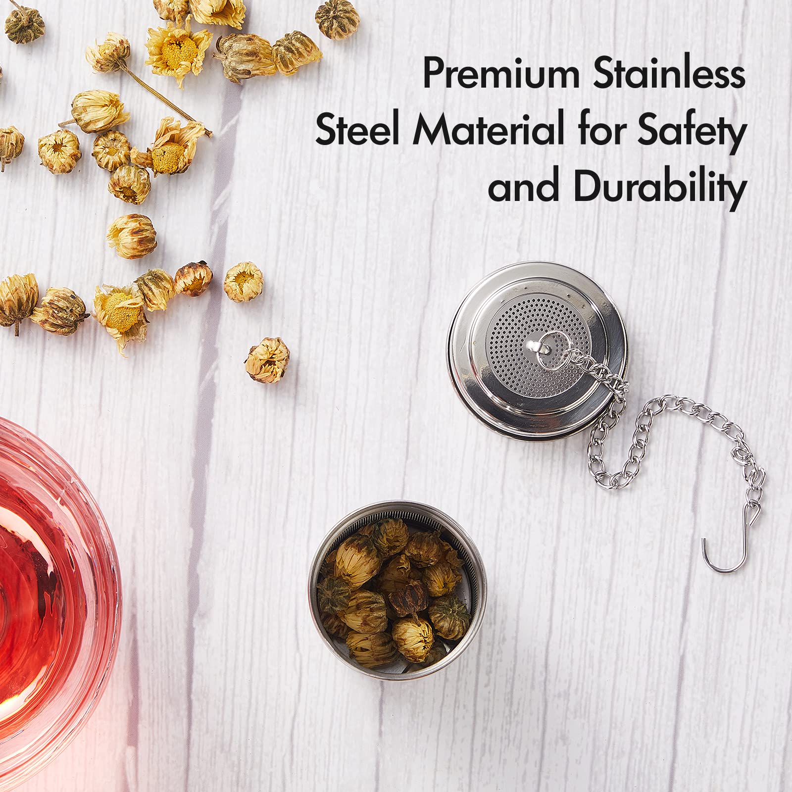 Premium Stainless Steel Tea Infuser Set (2 Pack - Large & Small) | Extra Fine Mesh Loose Leaf Tea Strainer with Extended Chain Hook | Perfect for Home, Office & Travel Use