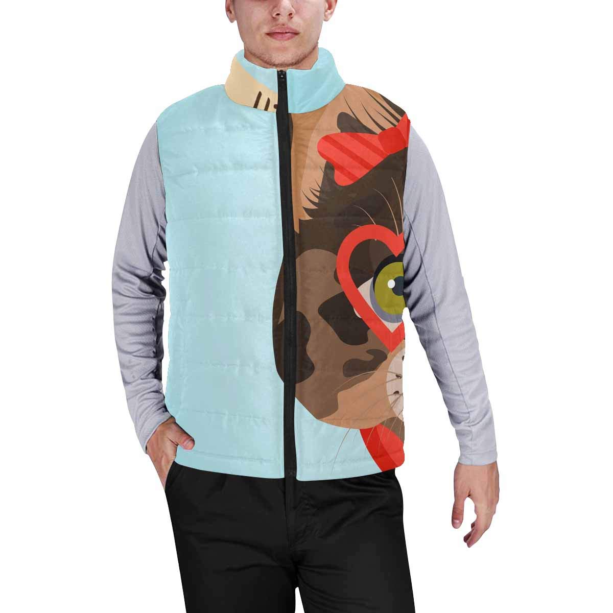 **InterestPrint Men's Warm Sleeveless Stand Collar Vest - Hipster Boho Chic Outdoor Winter Wear for Hiking, Camping & Casual Fashion**