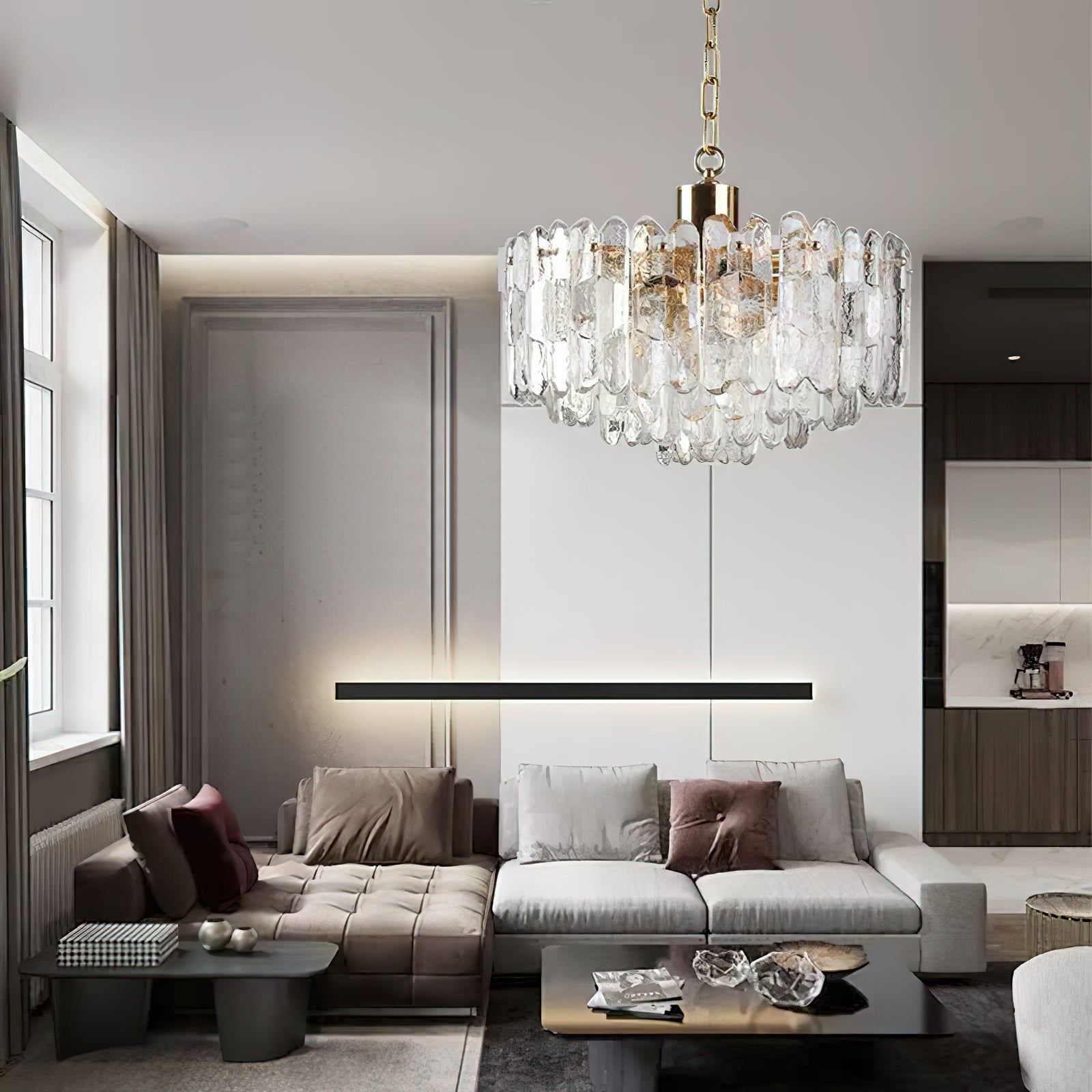 Elegant Palazzo Glass Chandelier - Modern Crystal Ceiling Light Fixture for Dining Room, Living Room, Bedroom & Foyer Decor