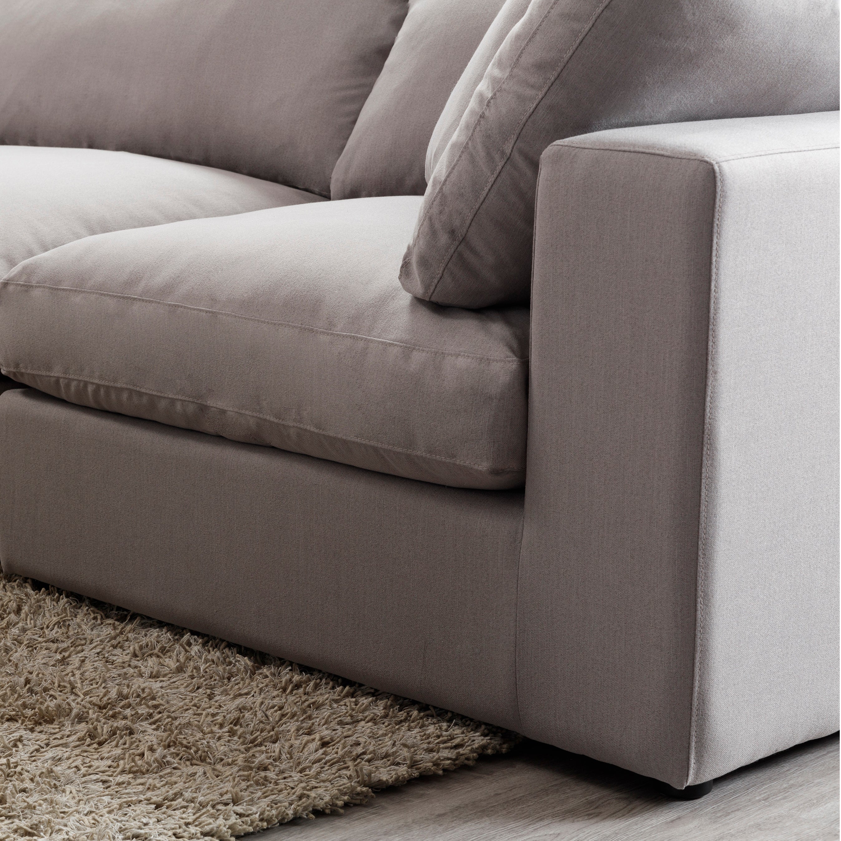 Rivas Contemporary Feather Fill 6-Piece Modular Sectional Sofa in Graphite - Perfect for Living Room, Lounge & Family Room Comfort