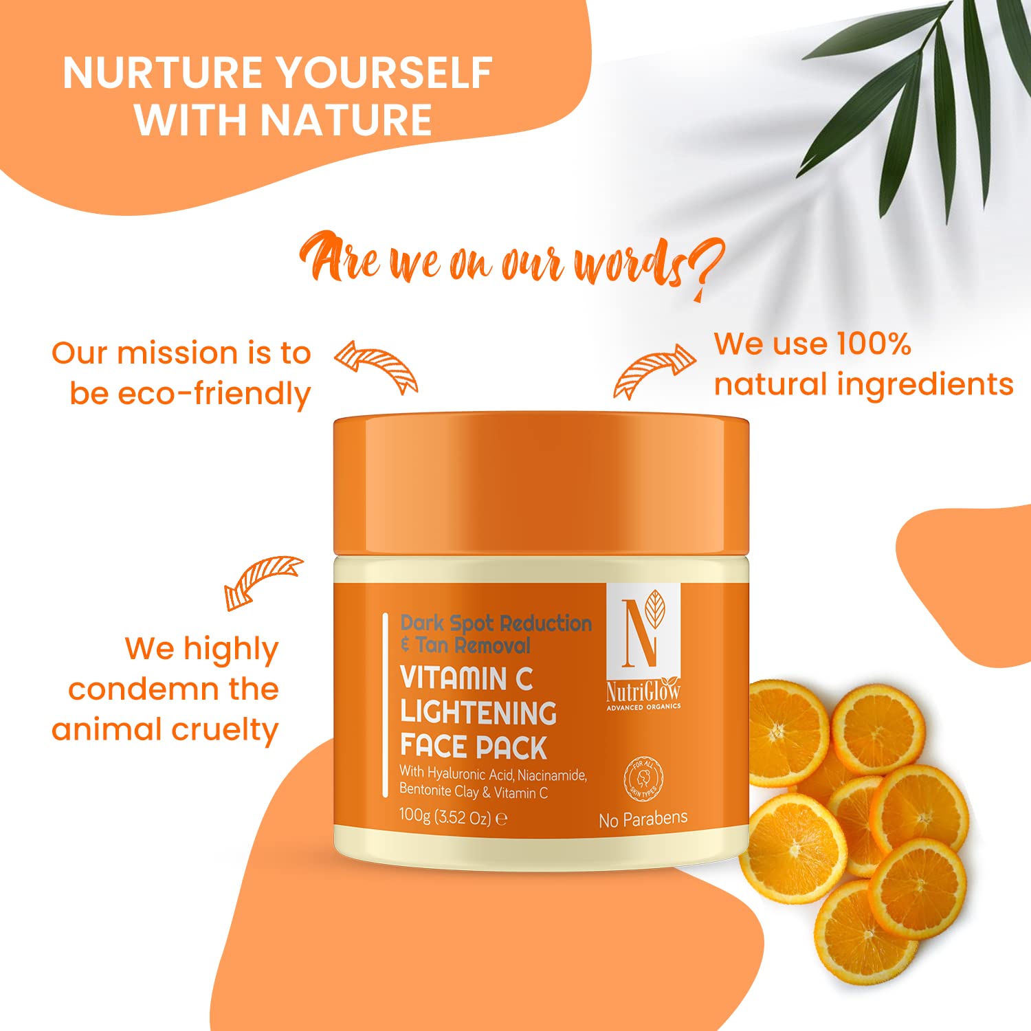 NUTRIGLOW Advanced Organics Vitamin C Brightening Face Mask for Dull Skin - Reduces Pigmentation & Dark Spots with Niacinamide, 100g | Glowing Skin Care for Daily Use & Special Occasions