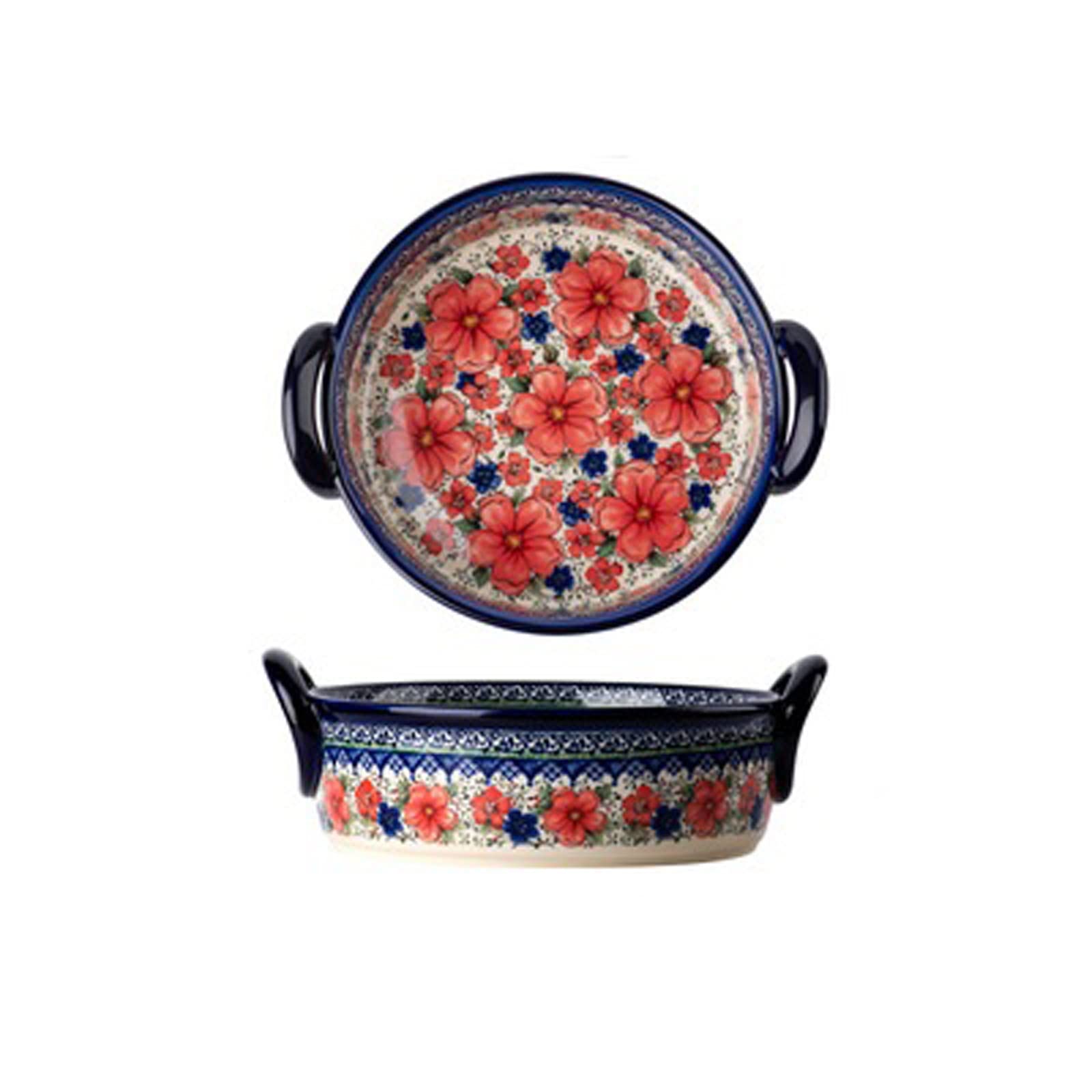 2-Piece Retro Ceramic Baking Dish Set with Handles - Oven Safe Bakeware for Cooking, Serving & Storage | Perfect for Casseroles, Soups, Rice & More | Durable Kitchen Tableware (Color B)