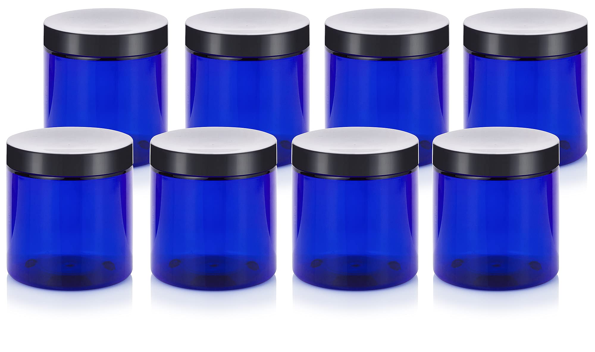 BPA-Free Cobalt Blue 8oz PET Jars (8-Pack) for Spices & Crafts