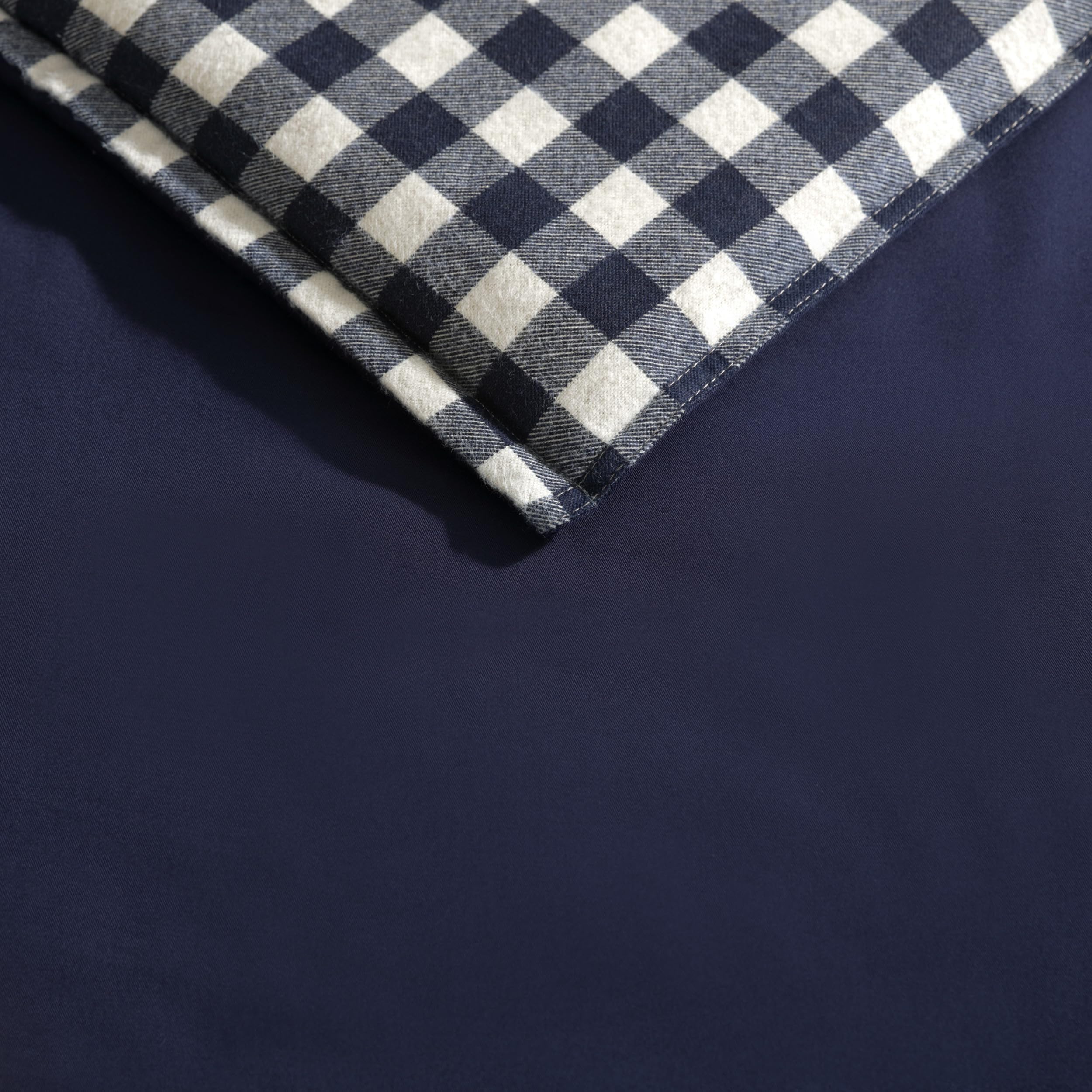 Eddie Bauer Reversible Queen Comforter Set - 100% Cotton Bedding with Matching Shams, Pre-Washed for Ultra Softness (Kingston Navy) | Cozy Home Decor for Bedroom & Guest Room