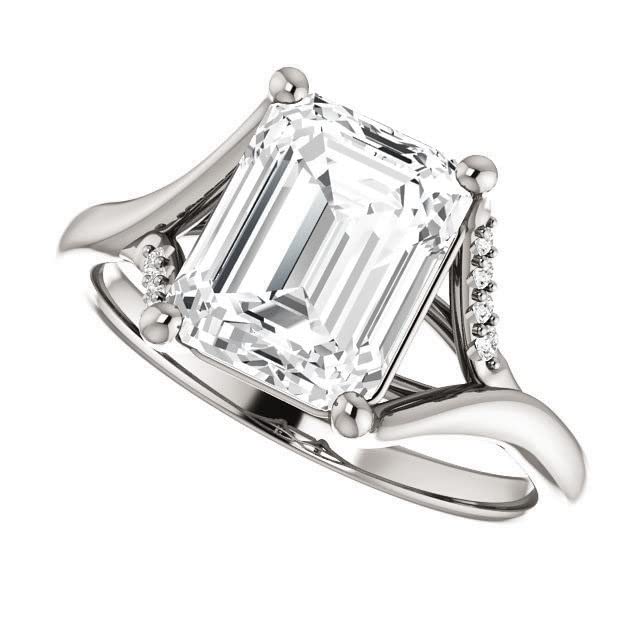 4 Carat Moissanite Wedding Ring Set - Vintage Emerald Cut Engagement & Bridal Jewelry - 925 Sterling Silver Promise Ring for Women - Perfect for Proposals, Anniversaries & Special Occasions