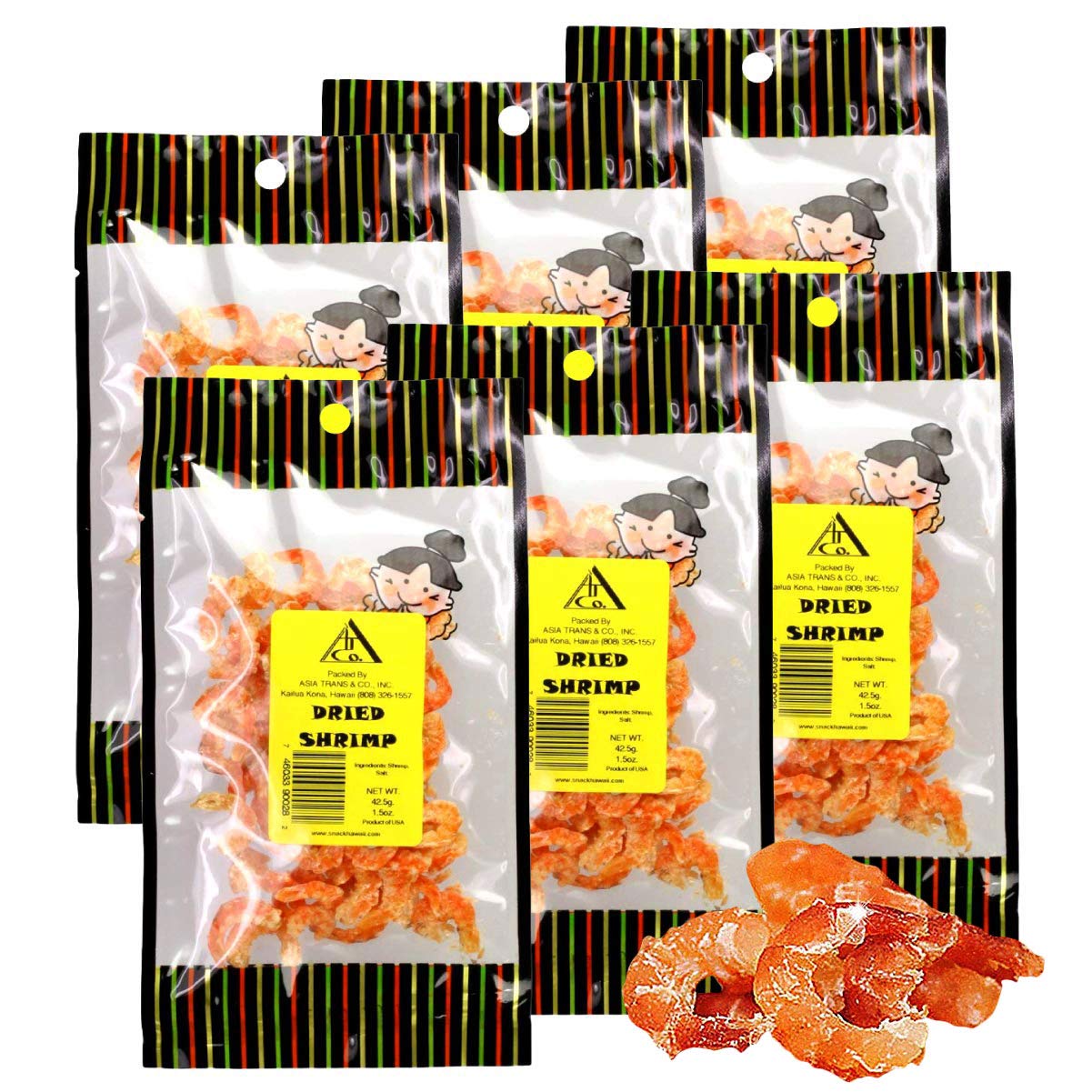 Premium Dried Louisiana Shrimp - 6 Pack | USA Made | All Natural Dehydrated Shrimp Snacks for Camping, Hiking & Emergency Food Supply