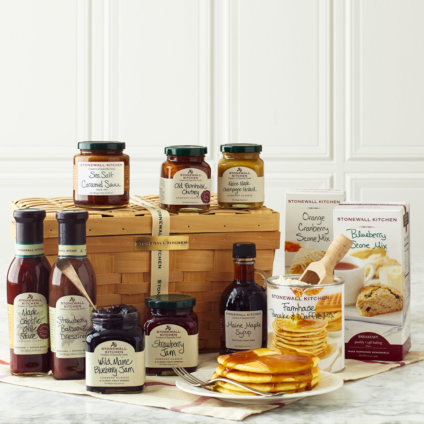 Stonewall Kitchen Taste of New England Gift Basket - 11 Piece Gourmet Food Set with Jams, Syrups & Mustards - Perfect for Holidays, Housewarming & Corporate Gifting