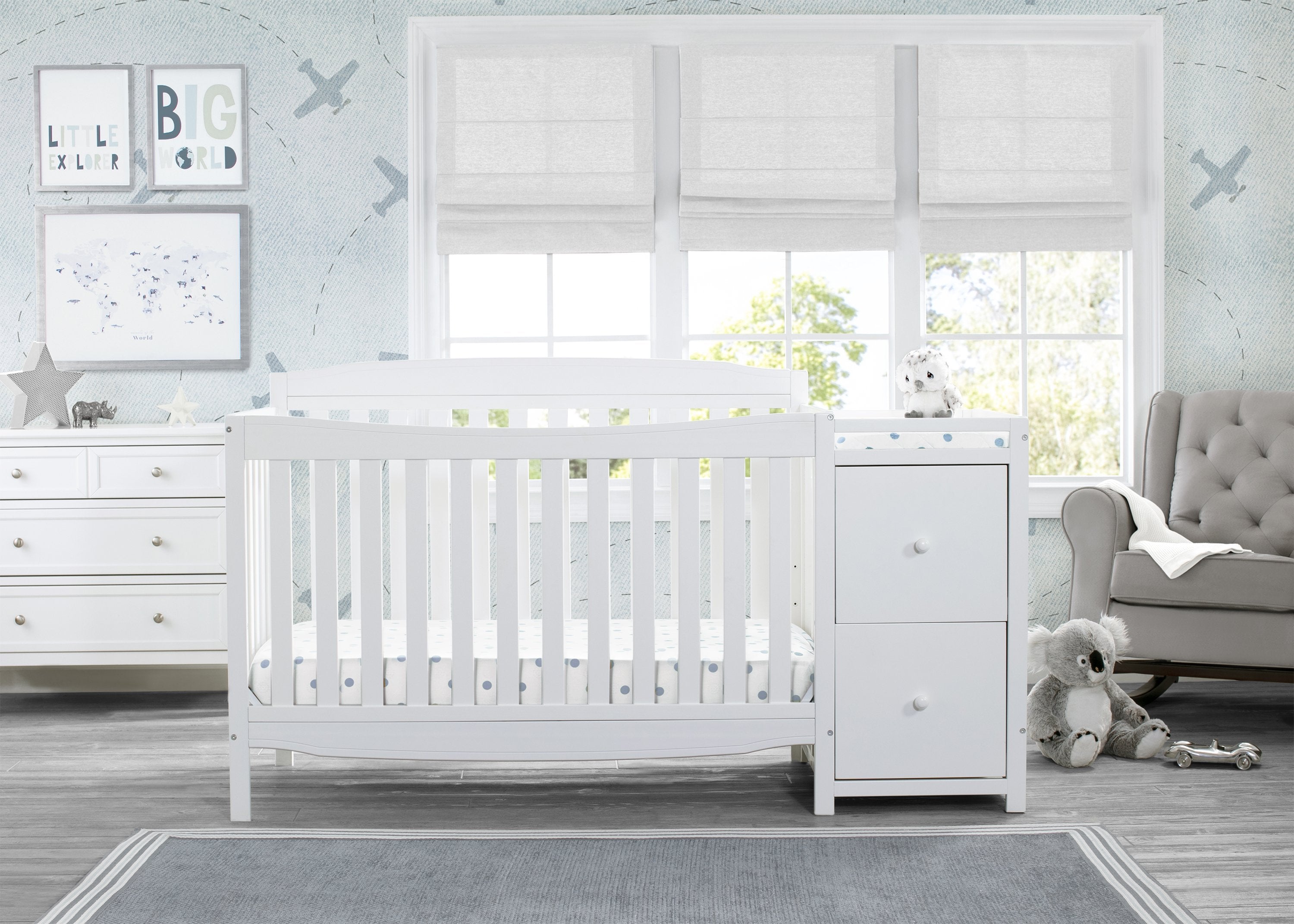 6-in-1 Convertible Mason Crib with Changer - Baby Nursery Essentials for Newborn to Toddler | Perfect for Small Spaces & Modern Nurseries