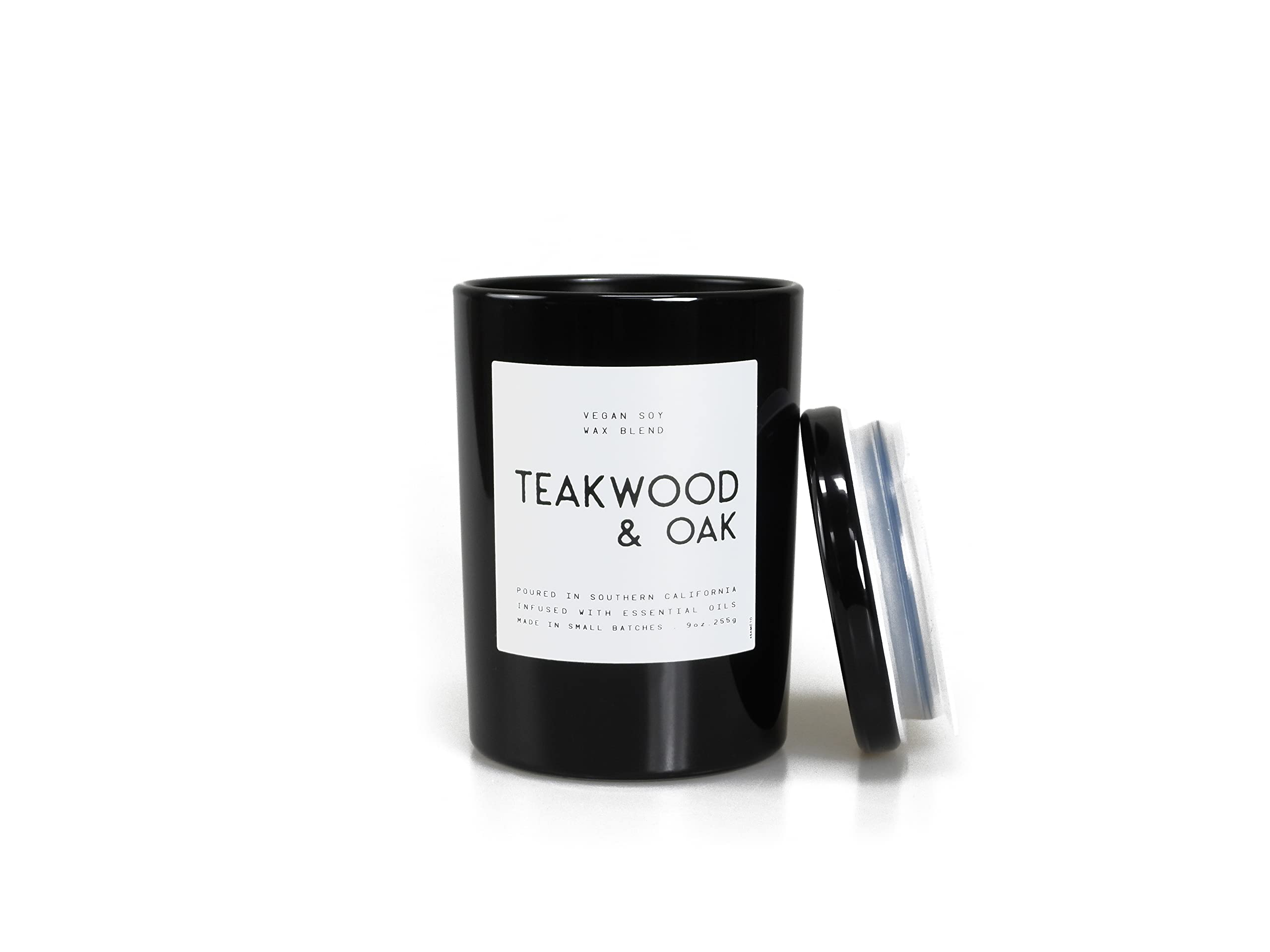 Leoben Co | Teakwood & Oak Scented Candles for Men | Small Batch Soy Wax with Natural Essential Oils | 40-Hour Burn Time | Vegan, Masculine Aromas | Perfect for Home Office, Man Cave & Gifts
