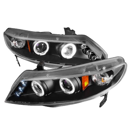 Spec-D Tuning 2LHP-CV064JM-TM Black Dual Halo LED Projector Headlights for Honda Civic 4D - High Performance Lighting Upgrade for Night Driving & Custom Car Styling