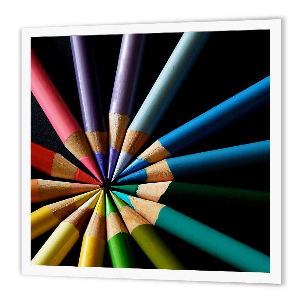 3dRose Colored Pencils Color Wheel Iron-On Heat Transfer - 6x6 Inch for T-Shirts, Tote Bags & DIY Crafts | Perfect for Artists, Teachers & Craft Enthusiasts