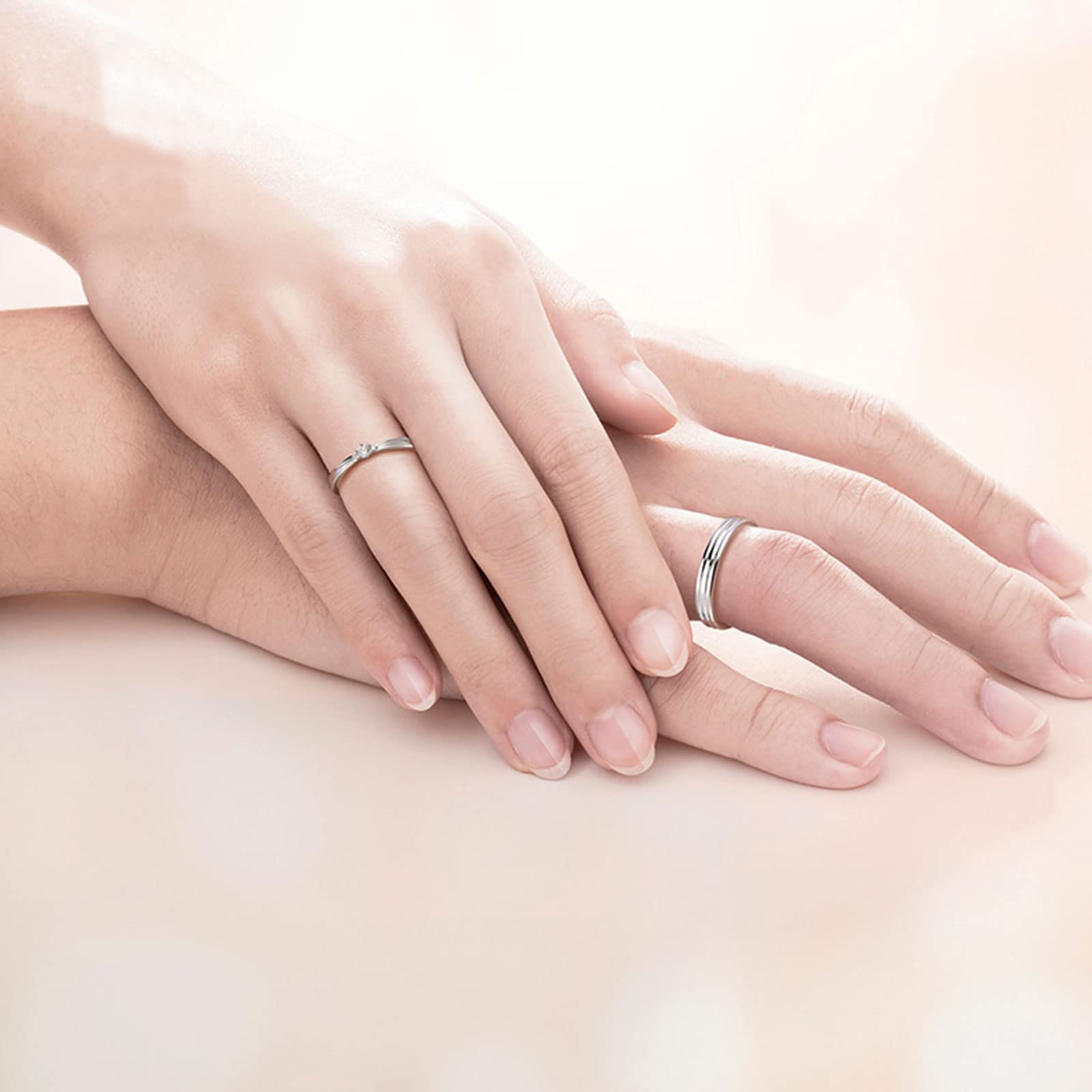 Diamond Matching Couples Rings for Him and Her - Sterling Silver, 10K, 14K, 18K Gold Wedding Promise Rings with Free Engraving | Perfect for Anniversaries, Engagements & Romantic Gifts