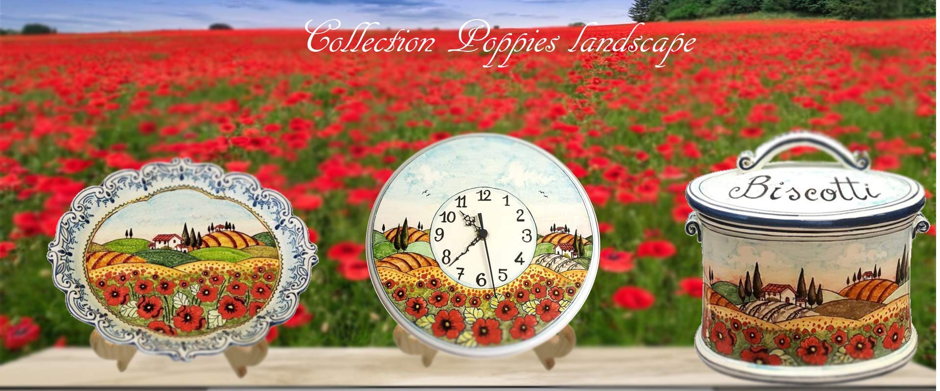 Hand-Painted Italian Ceramic Jar - CERAMICHE D'ARTE PARRINI Artisan Chili Decoration with Poppy Landscape, Made in Tuscany Italy | Perfect for Kitchen Decor, Gift Giving & Home Accents