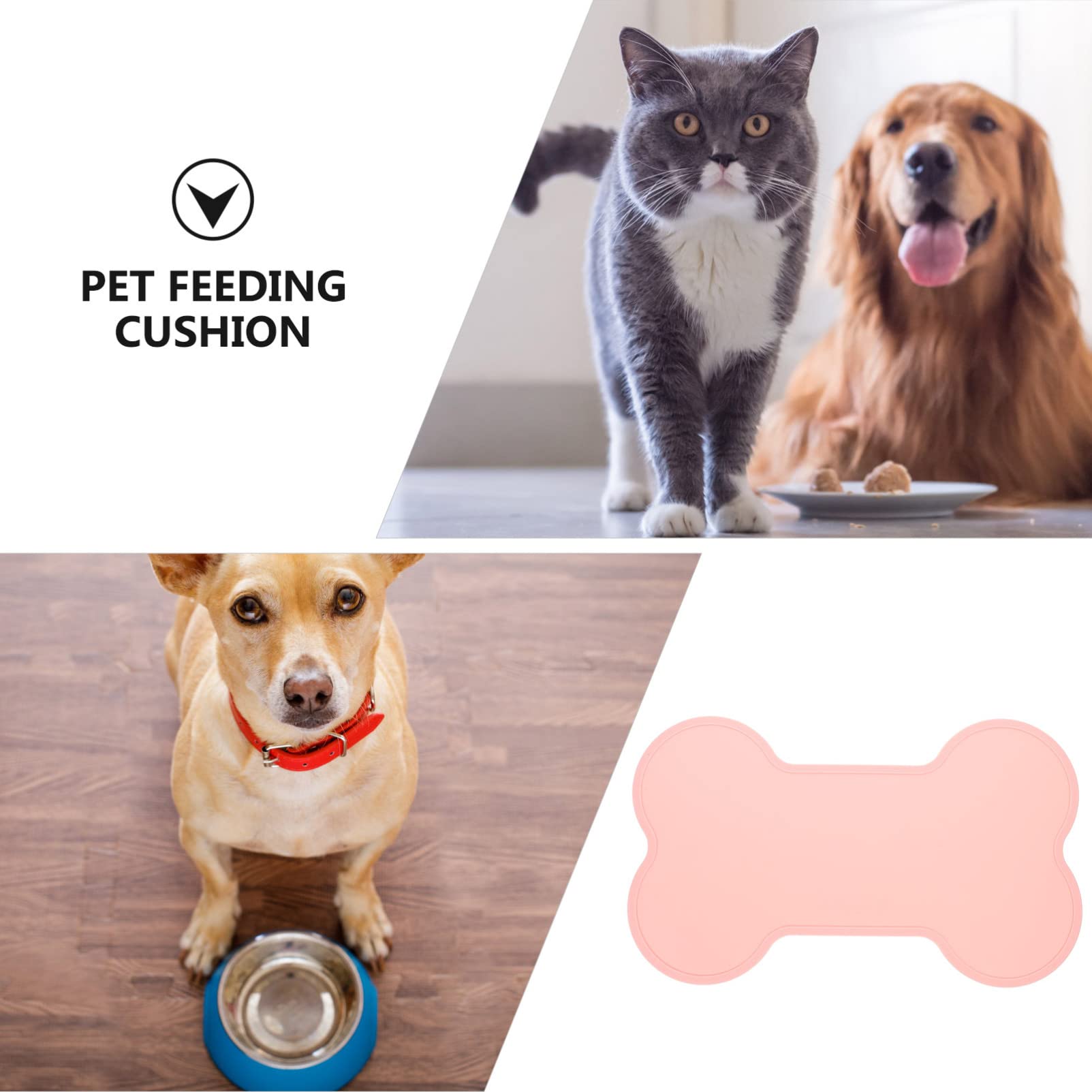 Bone Shaped Silicone Dog Bowl Mat - Waterproof Pet Feeding Mat with Raised Edge to Prevent Food & Water Spills | Perfect for Messy Eaters & Indoor/Outdoor Use