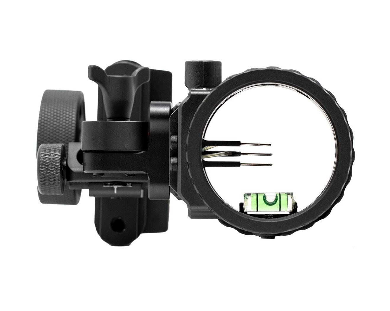 **Redline RL-2 Three Pin Slider Bow Sight - .019 Fiber Upper Pins & .010 Lower Pin with 2nd & 3rd Axis Adjustments - Enclosed Fiber Optic Ring - Black (Right Handed) - Perfect for Archery Hunting, Target Practice & Bowfishing**