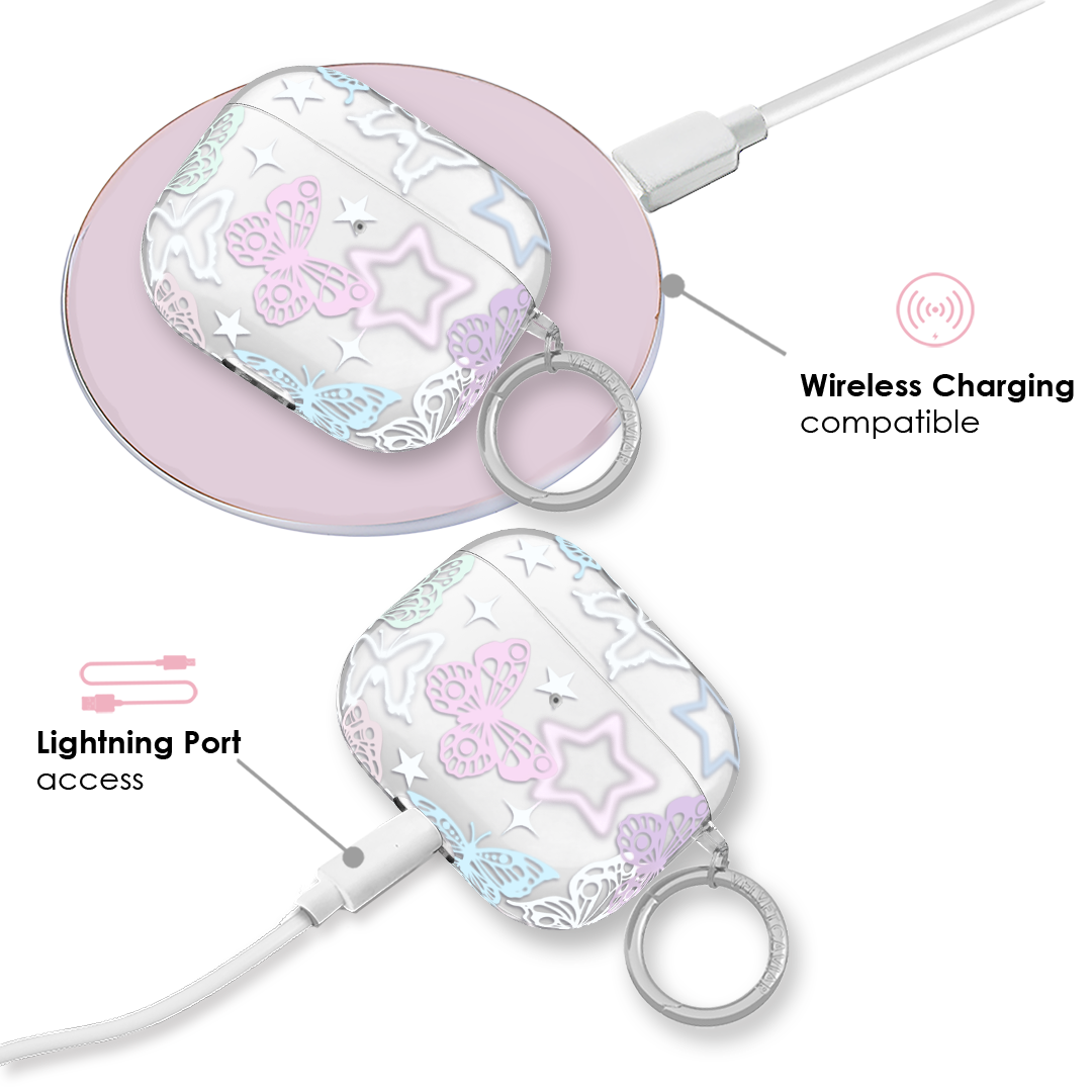 Butterfly Fantasy AirPod Case - Cute Protective Cover for Apple AirPods 1/2/3 Pro - Durable Lightweight Design for Daily Use, Travel & Gym