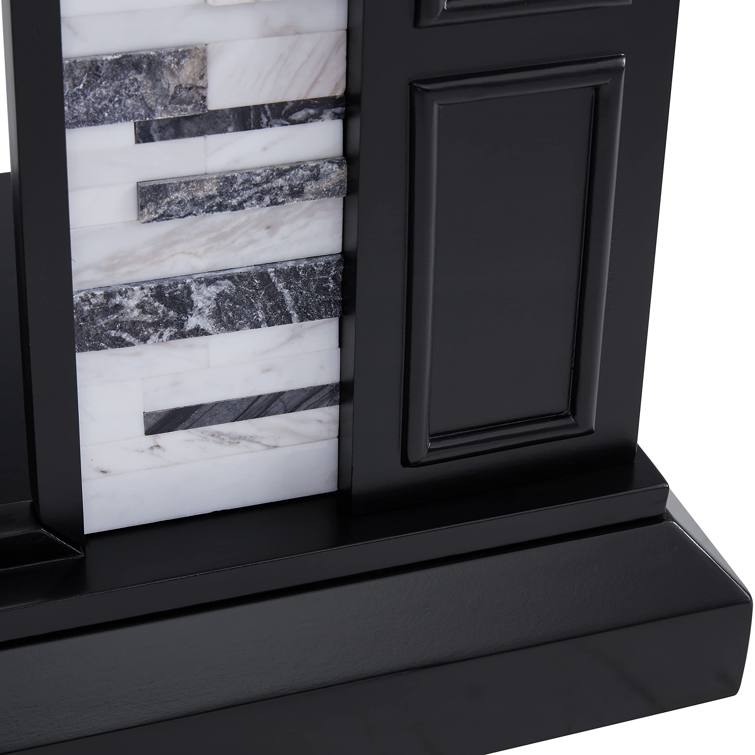 SEI Furniture Drovling Modern Black Marble Electric Fireplace - Indoor Heating for Living Room, Bedroom & Office