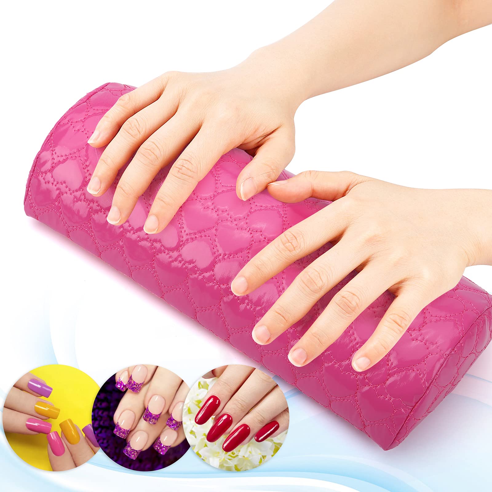 Premium Washable PU Leather Nail Hand Rest Pillow - Detachable Manicure Armrest Cushion for Nail Technicians & DIY Nail Art (Rose Red) | Perfect for Salon, Home Manicures & Gel Polish Application