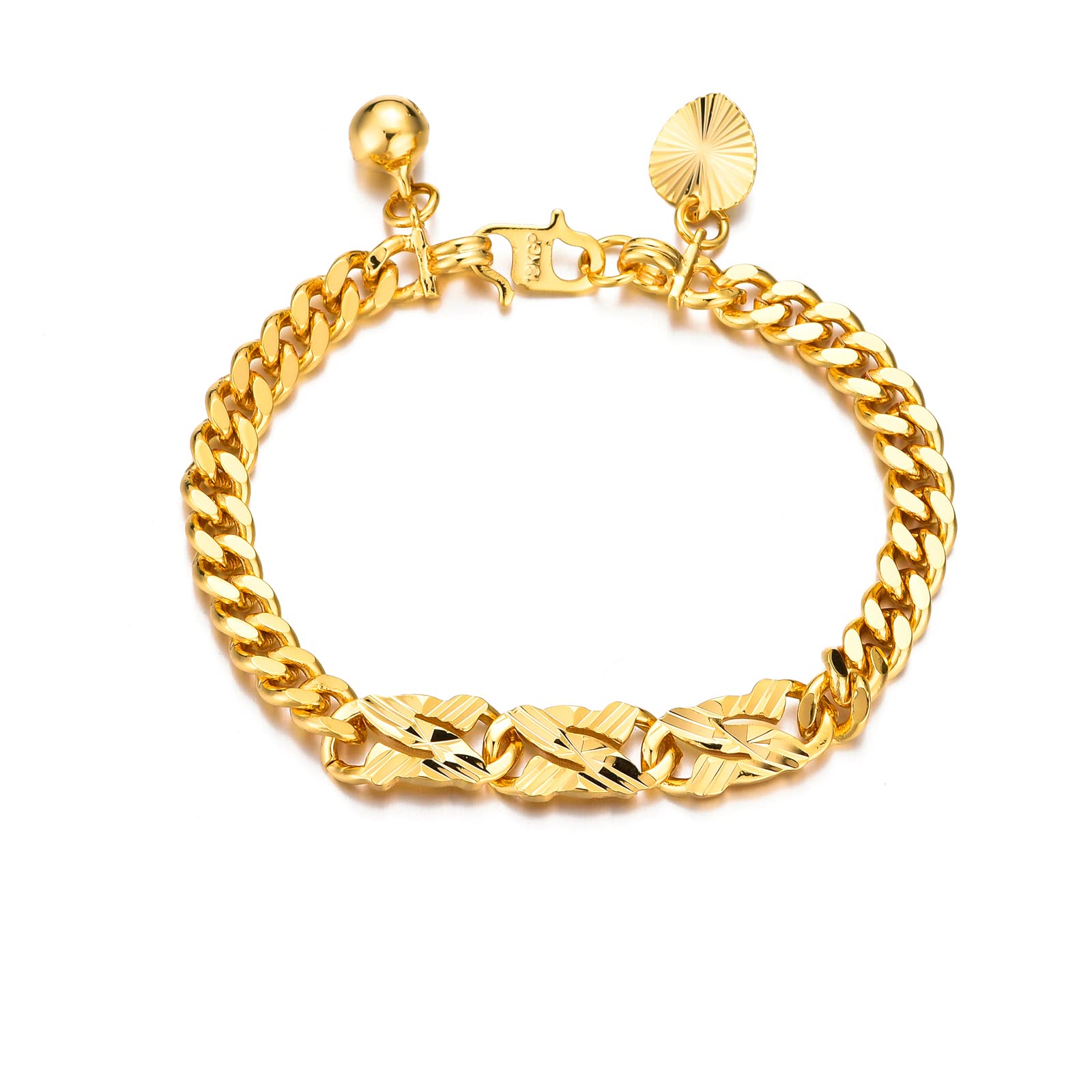 Ethlyn 18K Gold Plated Cuban Link Baby Bracelets for Boys & Girls - Adjustable Infant Bracelet for Newborns, Baptism, Birthday Gifts - Perfect for Special Occasions & Everyday Wear
