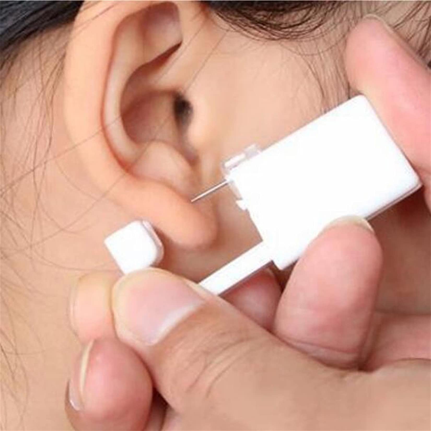 Self Ear Piercing Gun Kit - Safe & Easy DIY Ear Piercing Tool with Pink Diamond Stud Earrings for Adults & Teens | Perfect for Home Use, Gifts & First-Time Piercing