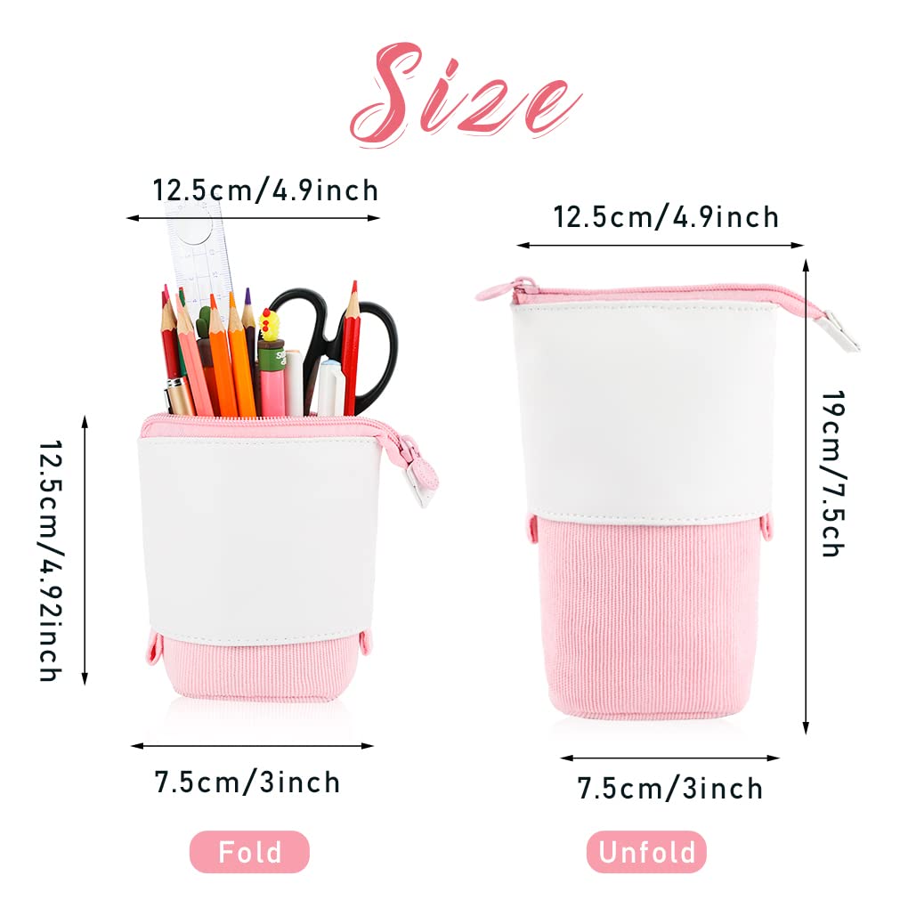 Oyachic Stand Up Pencil Case - Transformable Telescopic Pen Holder & Cosmetic Organizer Bag for Women | Perfect for Office, School, Makeup Storage & Travel Accessories