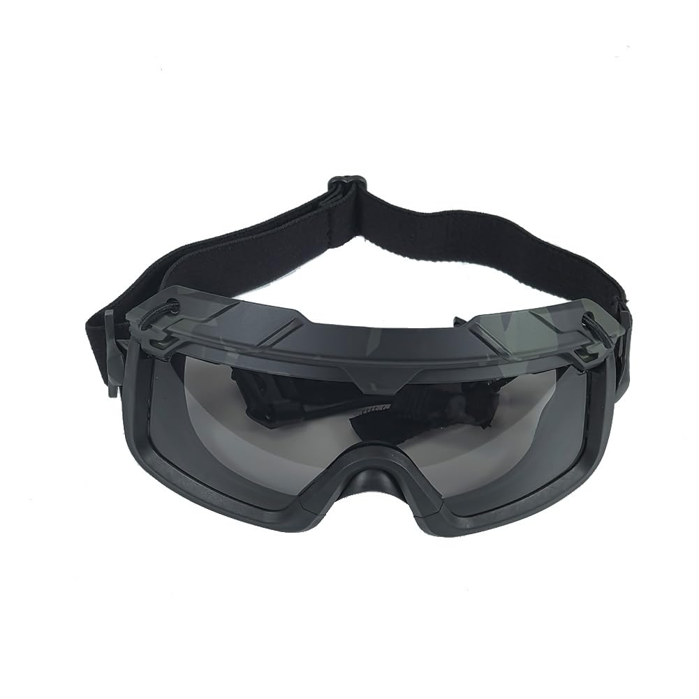 ATAIRSOFT Tactical Anti-Fog Safety Goggles - 2 Mode Protective Eyewear for Airsoft, Hiking, Paintball & Hunting (MCBK Black Lens) | Impact Resistant for Outdoor Sports & Tactical Use
