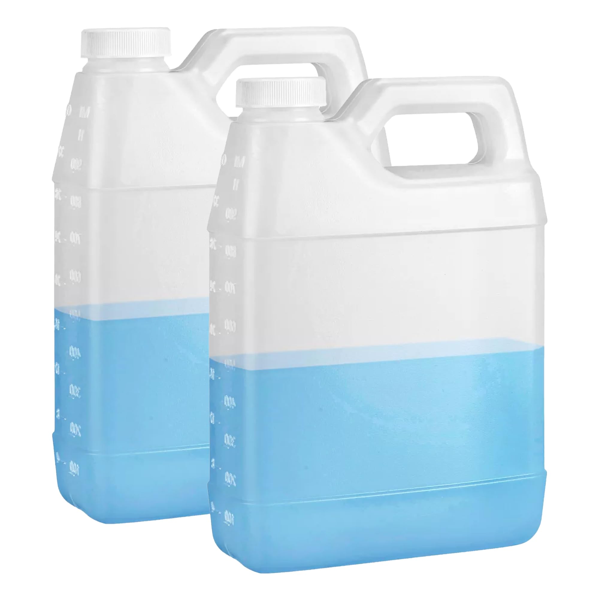 32oz Plastic Jugs with Lids - BPA Free HDPE Water Storage Containers with Ergonomic Handle, FDA Approved Made in USA (2 Pack, Natural Color) - Perfect for Camping, Kitchen & Emergency Water Storage