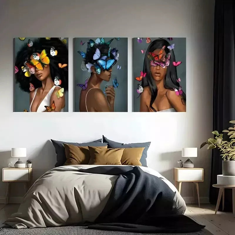 3-Piece Butterfly Elegance Modern Wall Art Set - Framed Canvas 50x70cm - High Quality Print - 100% Australian Made - Ready to Hang - Perfect for Living Room, Bedroom & Office Decor