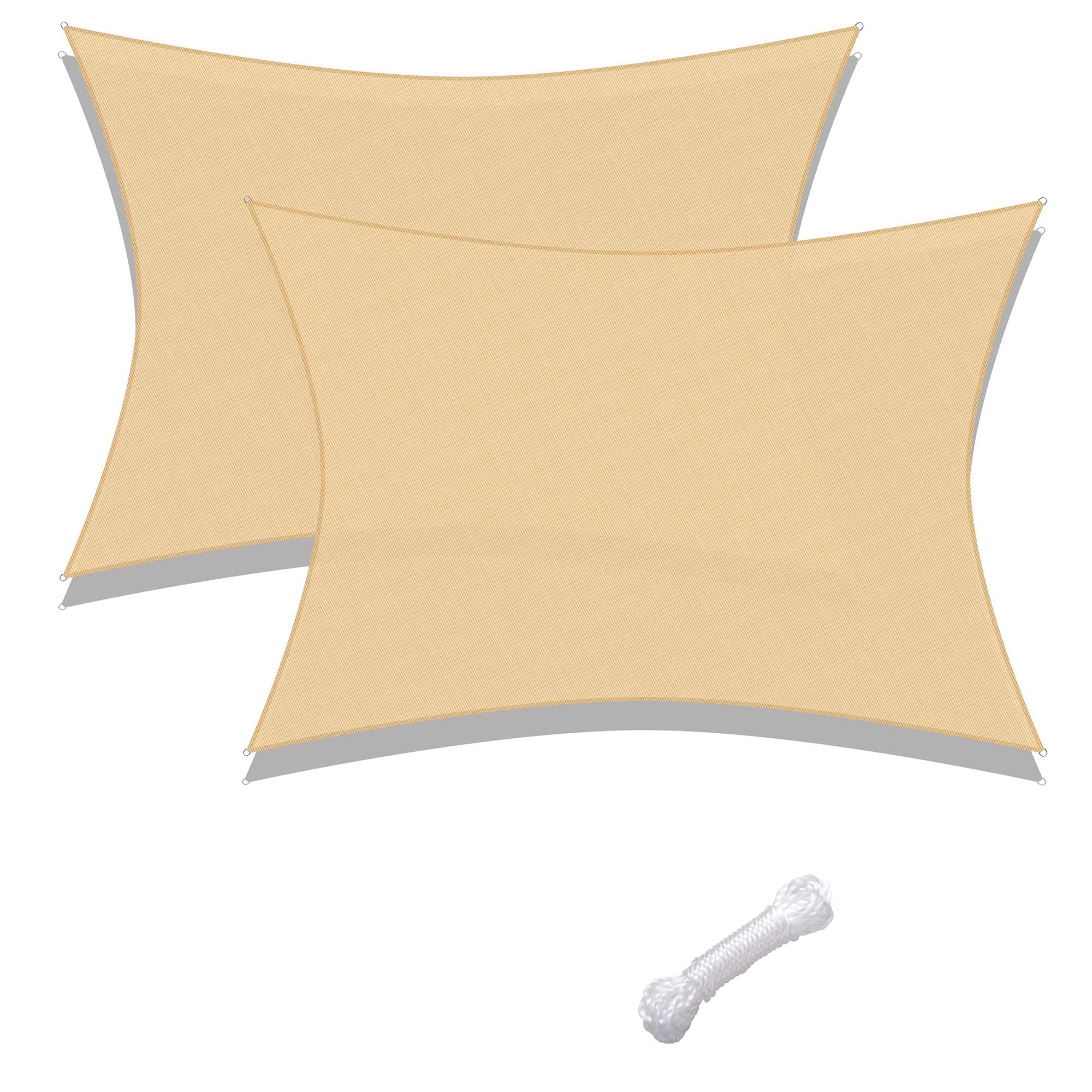 2 Pack Sun Shade Sail Outdoor Canopy - UV Block Triangle & Rectangle Sand Shelter for Beach, Camping, Backyard, Patio | Freestanding Pop Up Tent with Sun Protection
