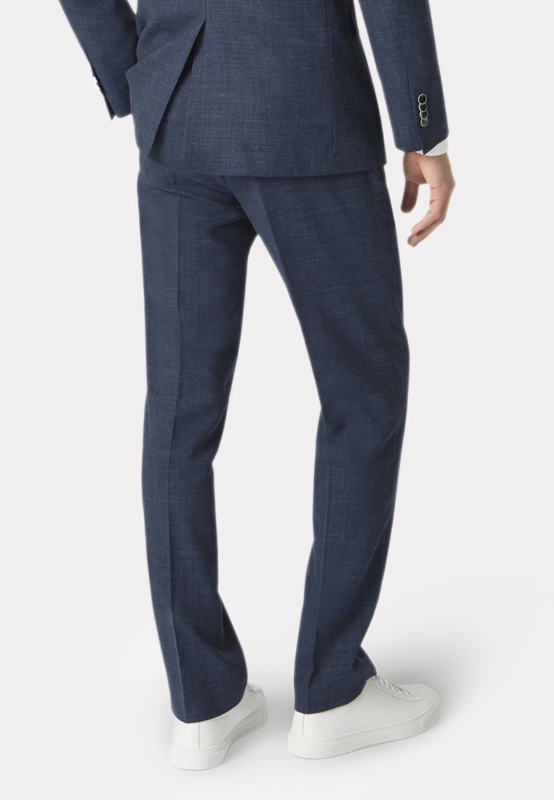 BROOK TAVERNER Men's Constable Linen Mix Dress Pants - Navy Blue Slim Fit Formal Trousers for Office, Business & Wedding Occasions