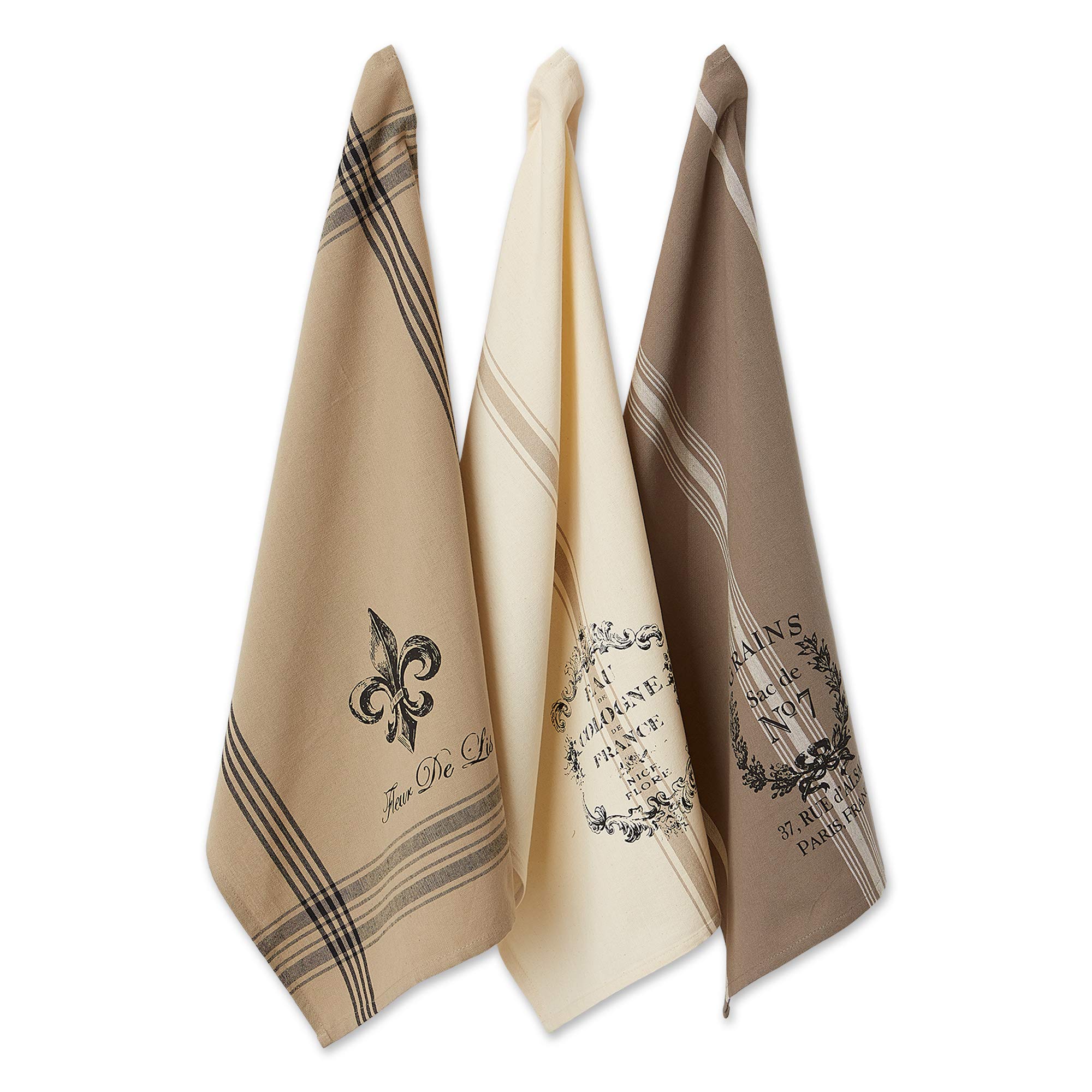 DII Cotton French Jacquard Dish Towels, Set of 3 - Decorative Kitchen Tea Towels for Cooking, Baking & Drying Dishes - French Macaroon Design - Perfect for Everyday Use, Hosting & Gift Giving
