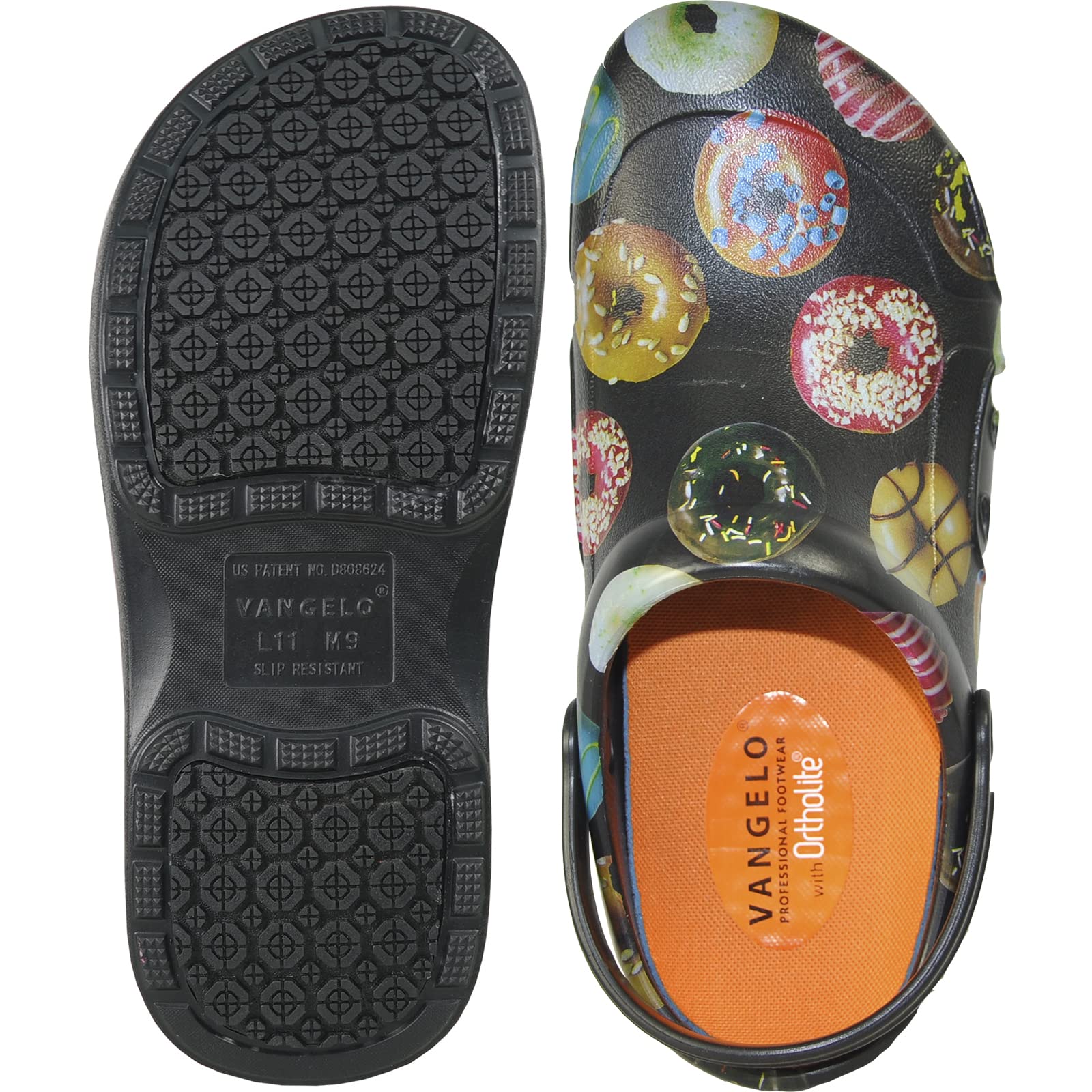 VANGELO Professional Slip Resistant Clogs - Waterproof Work Shoes for Women, Nurses & Chefs - Ritz Black, Lime White & Multicolor - Perfect for Hospitals, Kitchens & Wet Environments