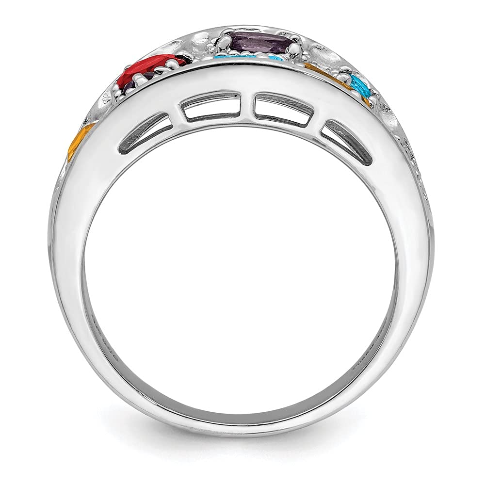 925 Sterling Silver Amethyst, Citrine, Blue Topaz, Garnet & Peridot Ring - Dainty Women's Fine Jewelry Gift for Her - Perfect for Birthdays, Anniversaries & Special Occasions