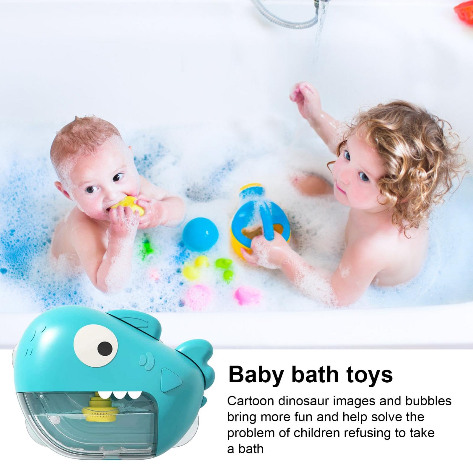 Shark & Dinosaur Bubble Bath Machine for Kids - Cartoon Bathtub Bubble Maker with Music, Fun Bath Toys for Toddlers Ages 3-5 | Perfect for Bath Time Play & Sensory Development