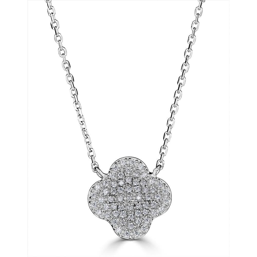 14K Gold 0.20 CTW Diamond Clover Pendant Necklace for Women - Elegant Four Leaf Clover Jewelry Gift for Birthday, Anniversary & Valentine's Day