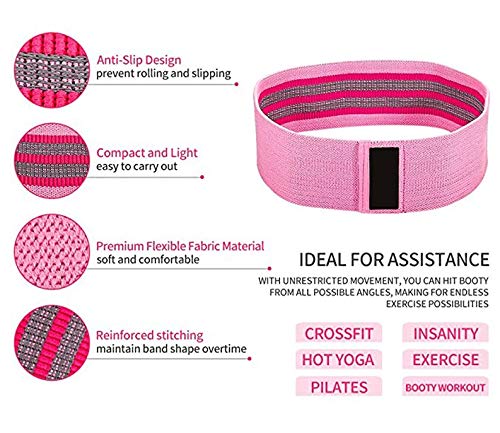 Premium Non-Slip Fabric Resistance Bands Set of 3 - Thick Wide Elastic Exercise Bands for Legs, Butt, Squat, Glute, Hip & Thigh Workouts - Perfect for Home Gym, Yoga, Pilates & Fitness Training