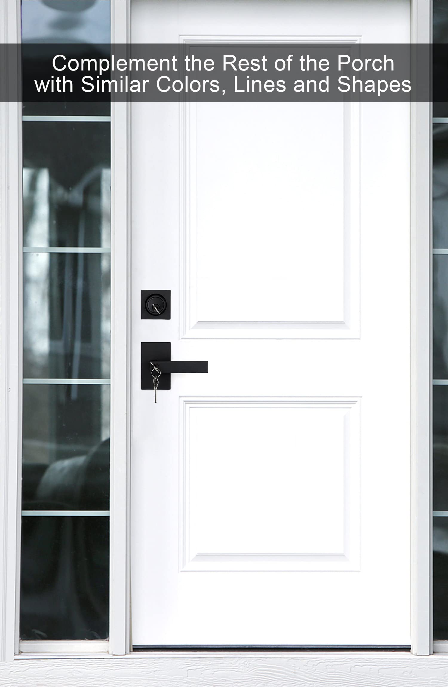 GoldenWarm Matte Black Square Door Handle with Deadbolt - Heavy Duty Zinc Alloy Exterior Entry Lock Set (1 Pack) - Perfect for Modern Homes, Apartments & Office Security