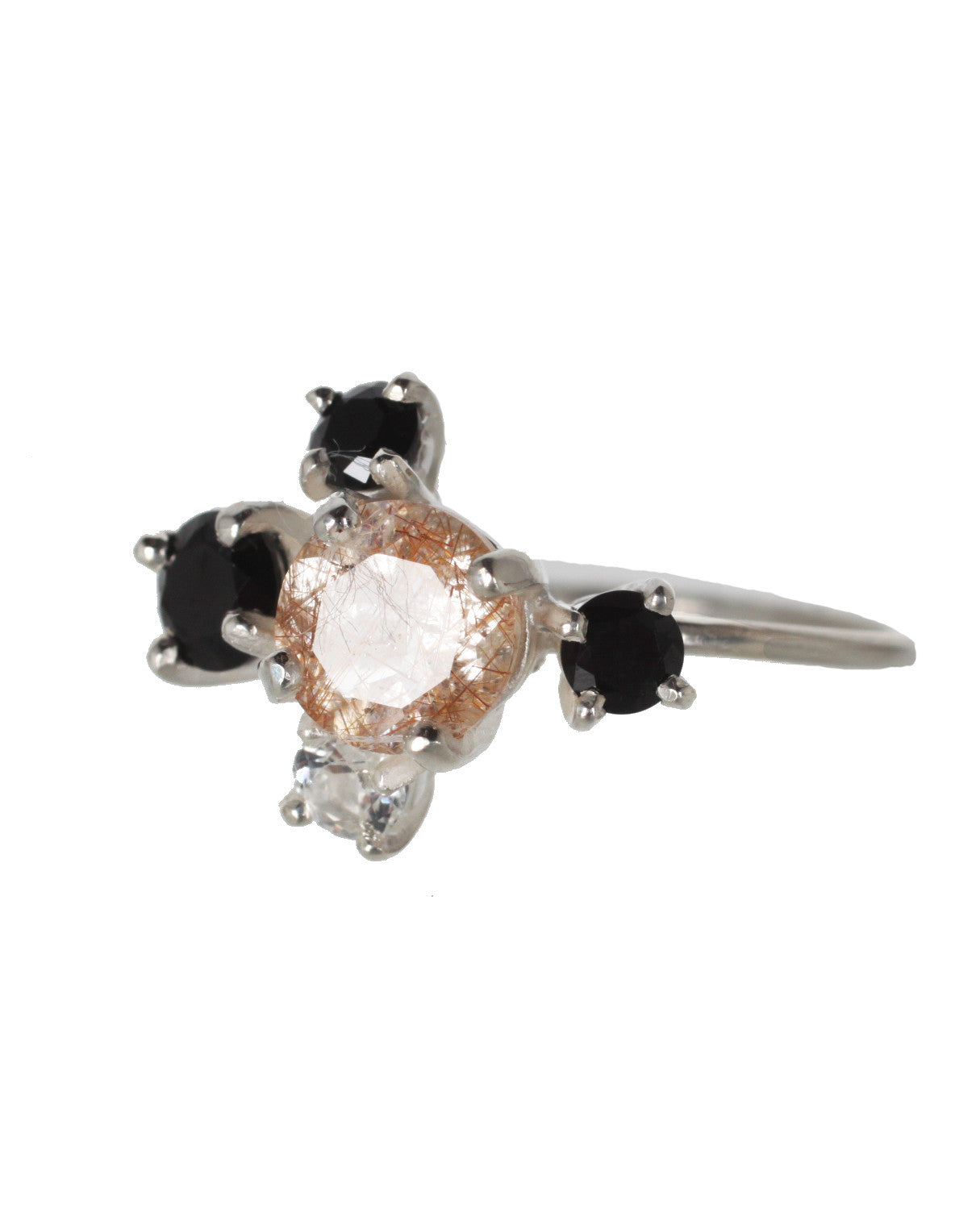 Rutilated Quartz Cluster Ring in Sterling Silver - Elegant Boho Jewelry for Women, Perfect for Everyday Wear & Special Occasions