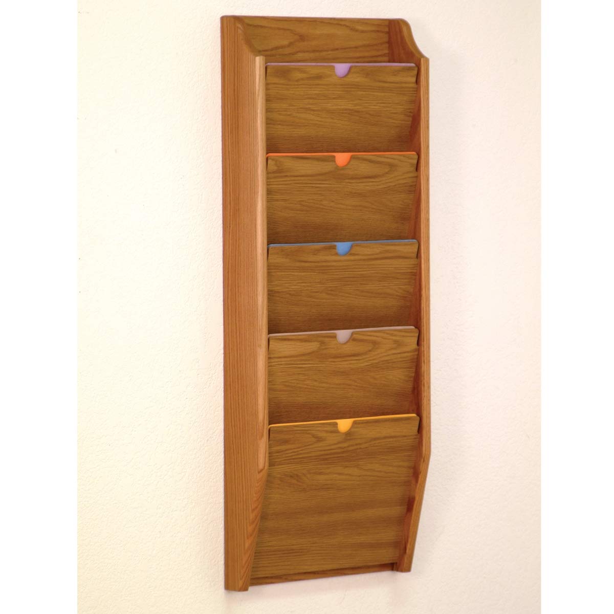 Wooden Mallet® 5-Pocket Privacy Letter Size Chart Holder - HIPAA Compliant Office Organizer in Black/Light Oak - Perfect for Medical Records, Confidential Documents & Office Organization