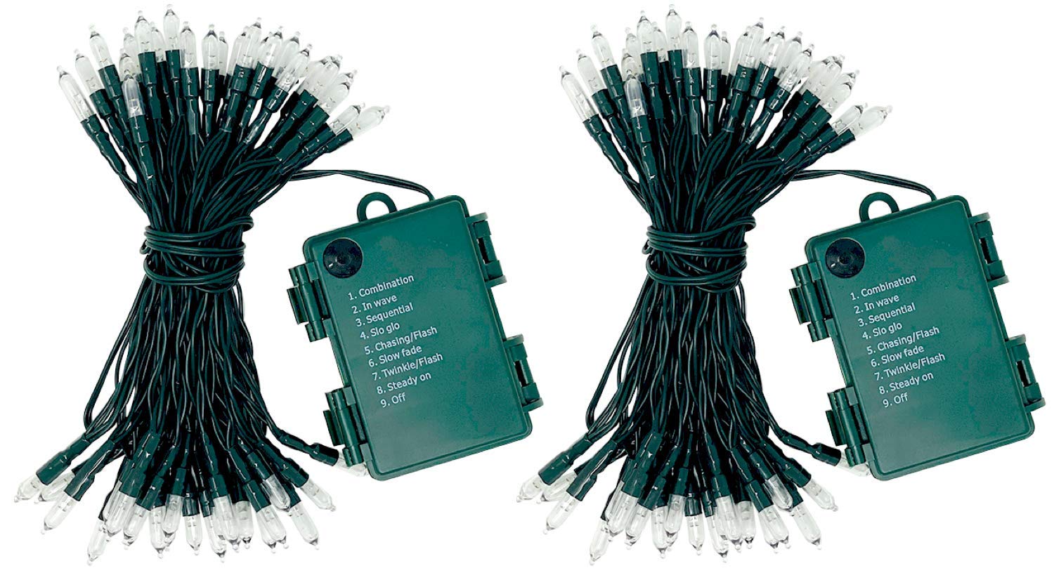 50 LED Battery Operated String Lights - 18ft Waterproof Outdoor/Indoor Christmas Lights with 8 Modes, Warm White - Perfect for Tree Decorations, Weddings, Parties & Home Ambiance (2 Pack)