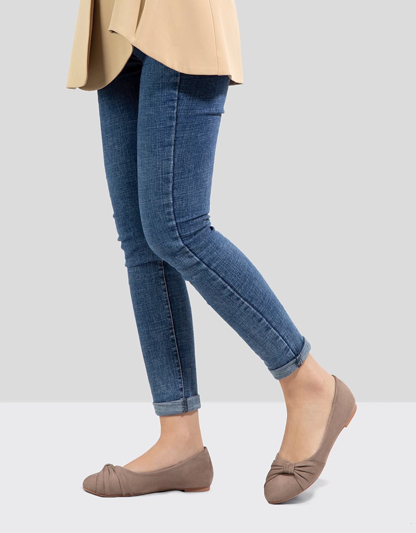 MaxMuxun Women's Comfortable Ballet Flats - Faux Suede Slip-On Walking Shoes with Round Toe for Work, Office & Casual Wear | Dressy & Lightweight Everyday Shoes