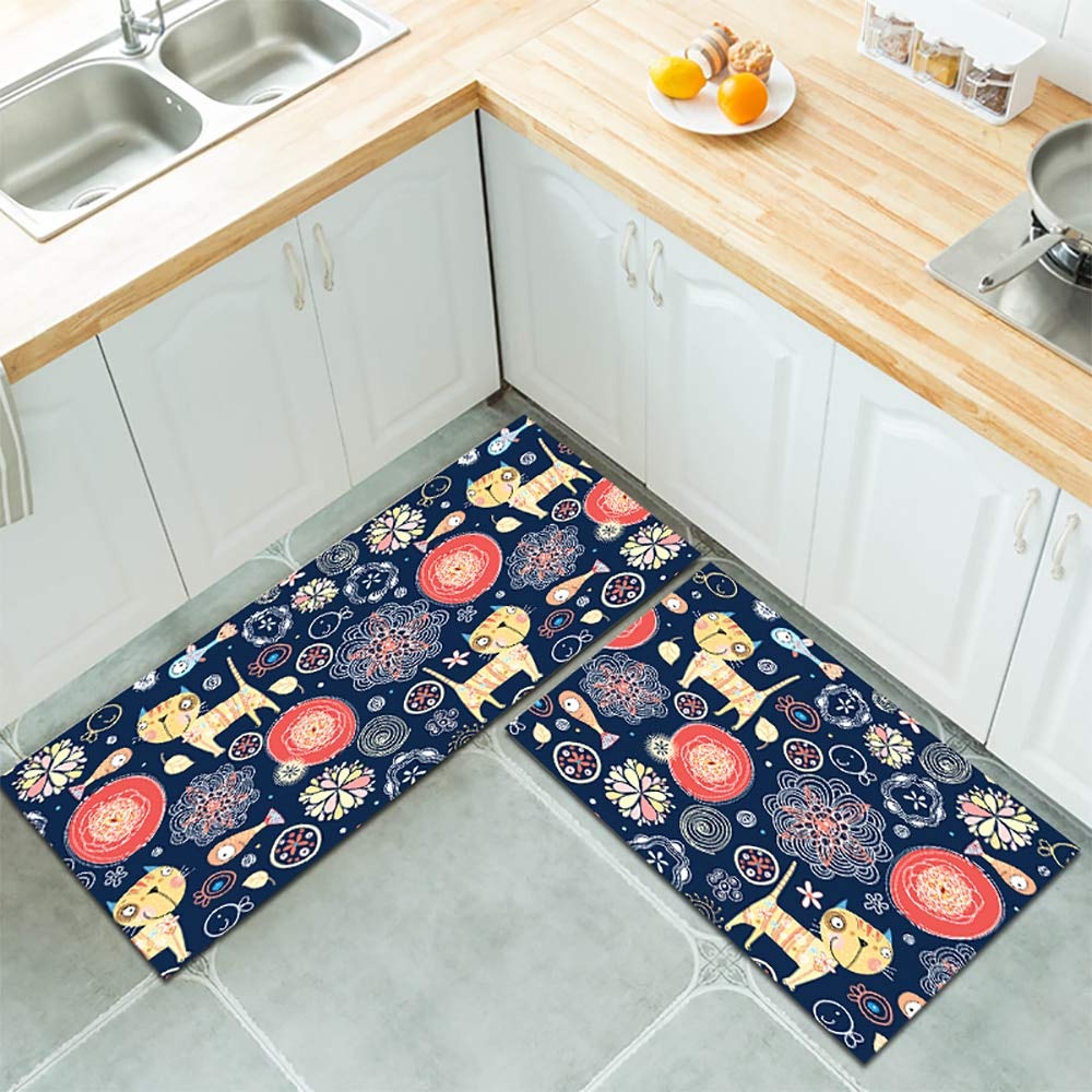 Non-Slip Kitchen Mat Set - 2PCS Geometric Bathroom Rug for Living Room, Balcony, Hallway - 50x80cm + 50x160cm - Perfect for Home, Office & Entryway Decor