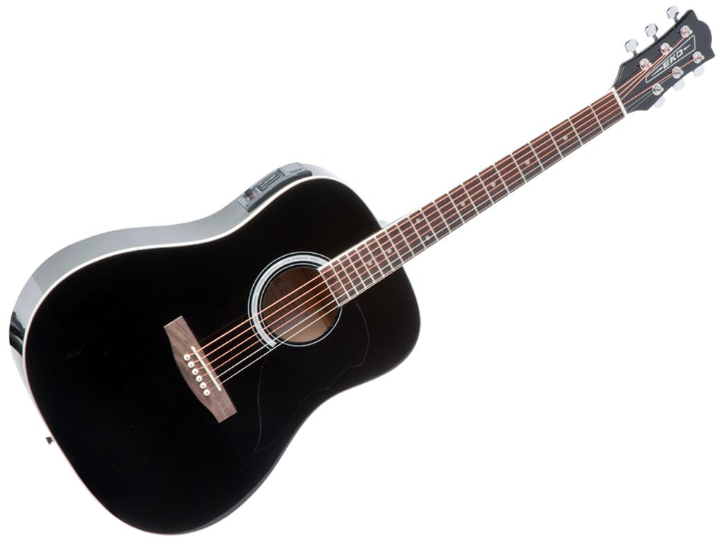 EKO 6 String Acoustic-Electric Guitar for Adults & Beginners - Right Handed, Black Finish (06216510) | Perfect for Live Performances, Studio Recording & Home Practice