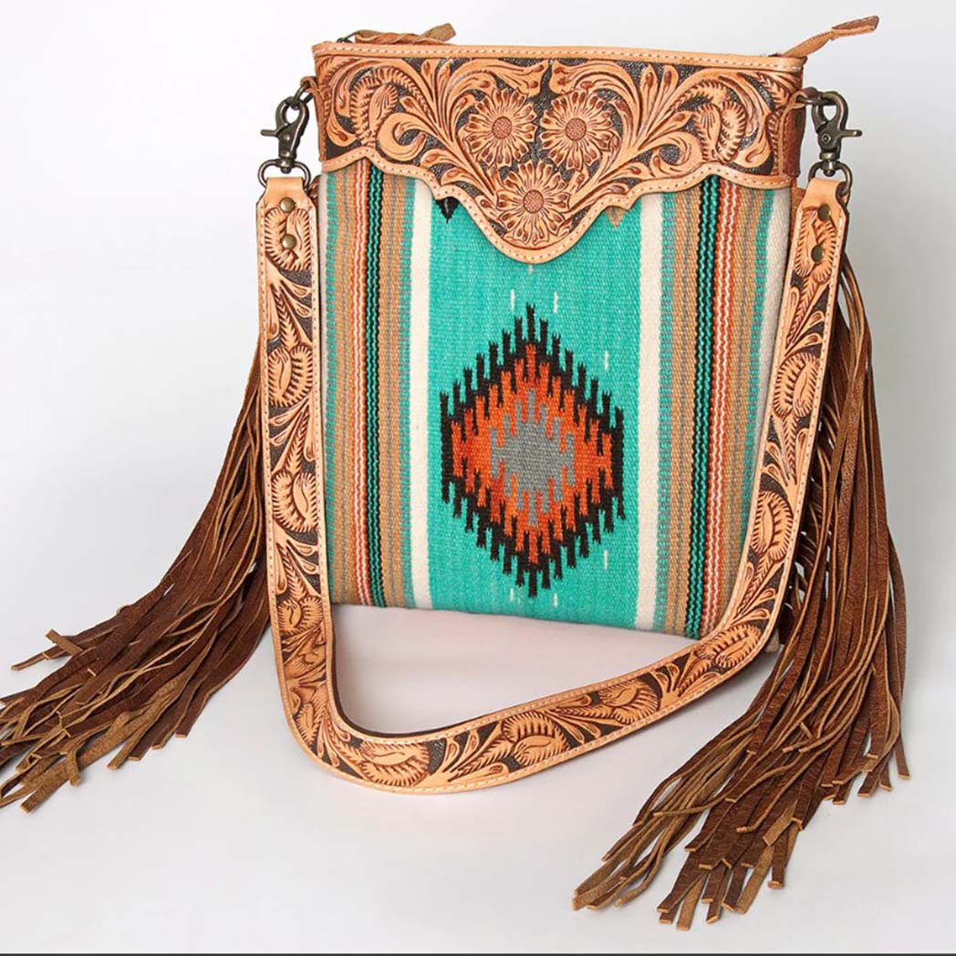 American Darling Winter Green Aztec Fringe Bag - Stylish Bohemian Crossbody Purse for Women | Perfect for Festivals, Parties & Everyday Use