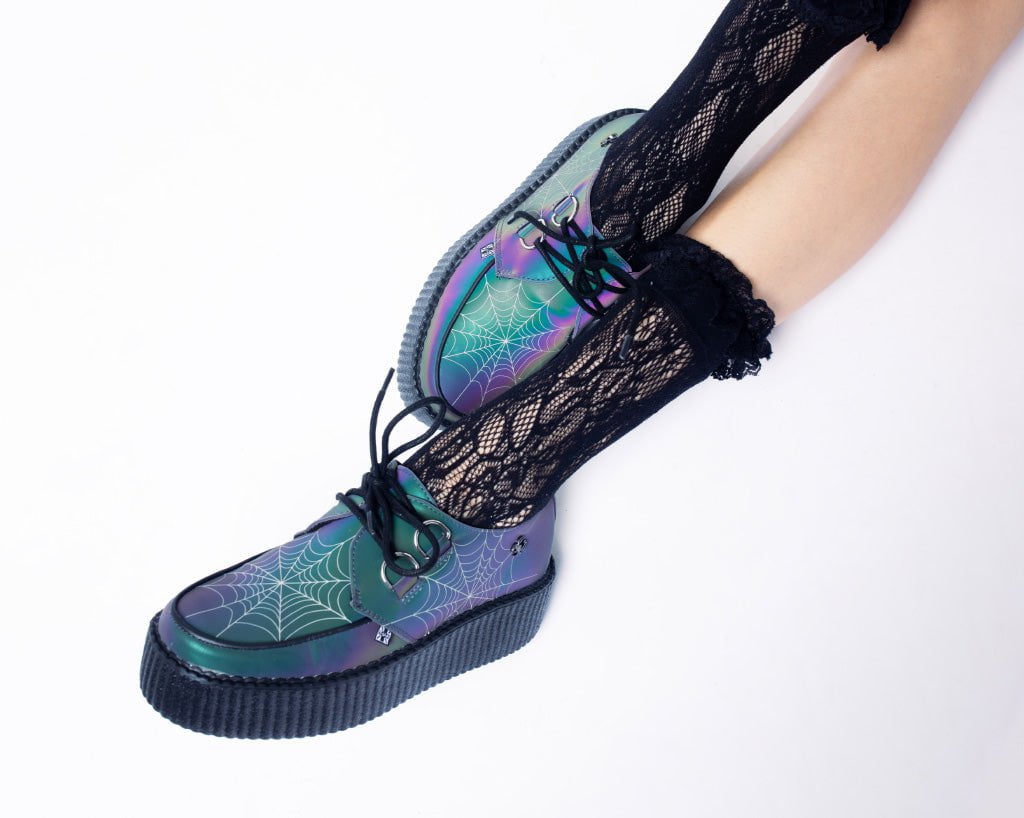 Midnight Chameleon Spiderweb Glow Viva Mondo Creeper - Glow in The Dark Sneakers for Night Running & Rave Parties | Trendy Unisex Streetwear Fashion Shoes