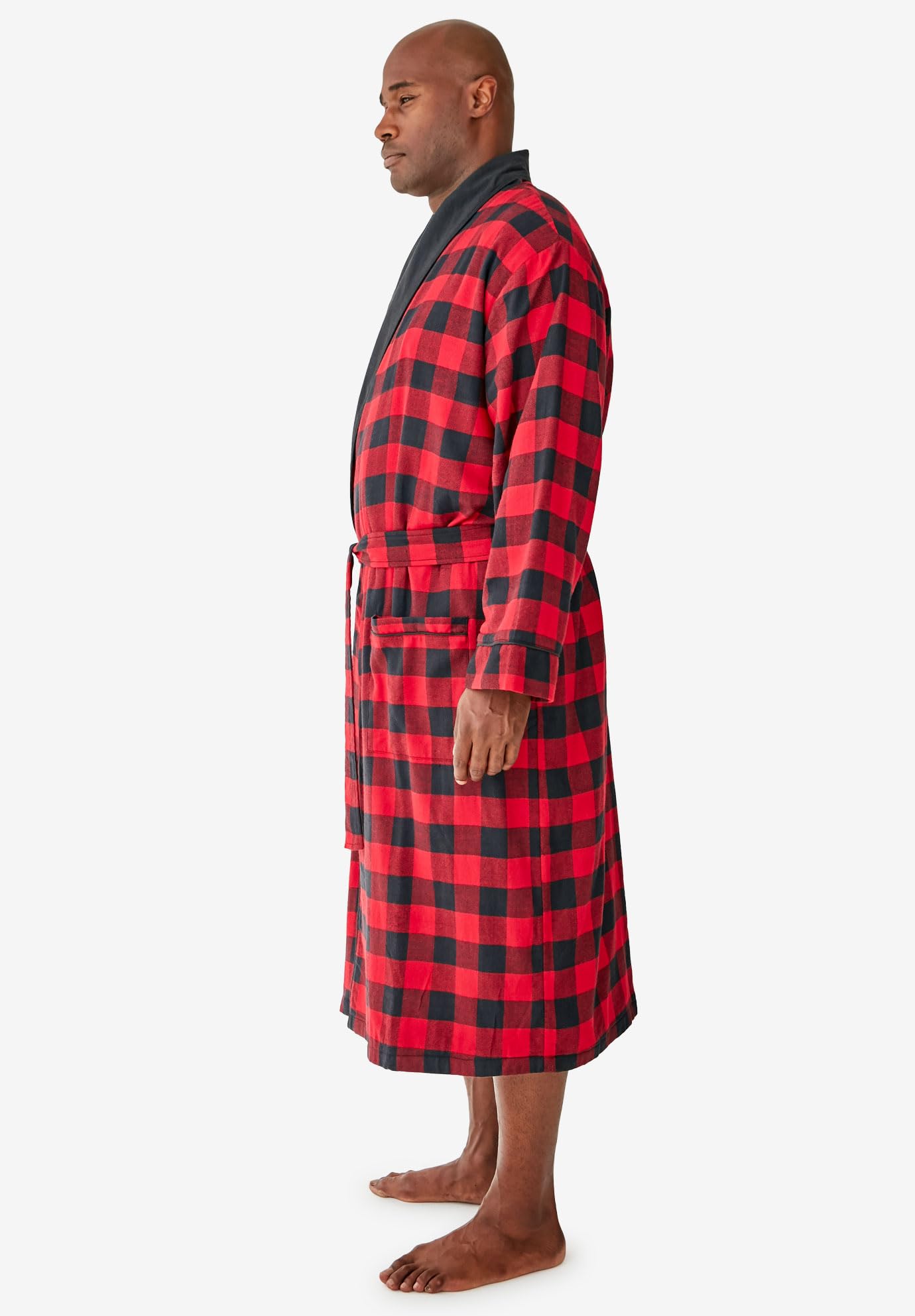 KingSize Men's Big & Tall Jersey-Lined Flannel Robe - Soft & Warm Plaid Bathrobe for Lounge & Relaxation at Home - Perfect for Winter Comfort & Gift Giving