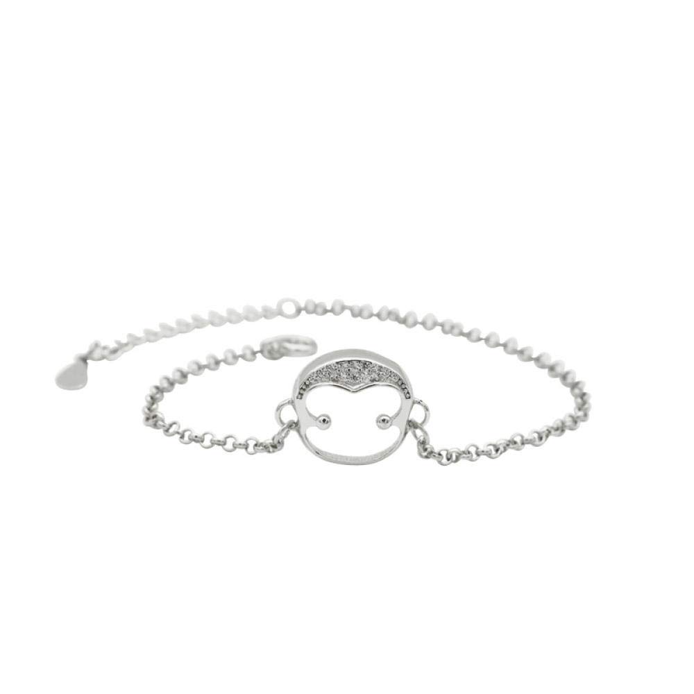 S925 Sterling Silver Rhinestone Monkey Bracelet for Women - Elegant Retro Fashion Jewelry, Cute & Unique Birthday Gift for Her | Perfect for Casual Wear, Parties & Special Occasions