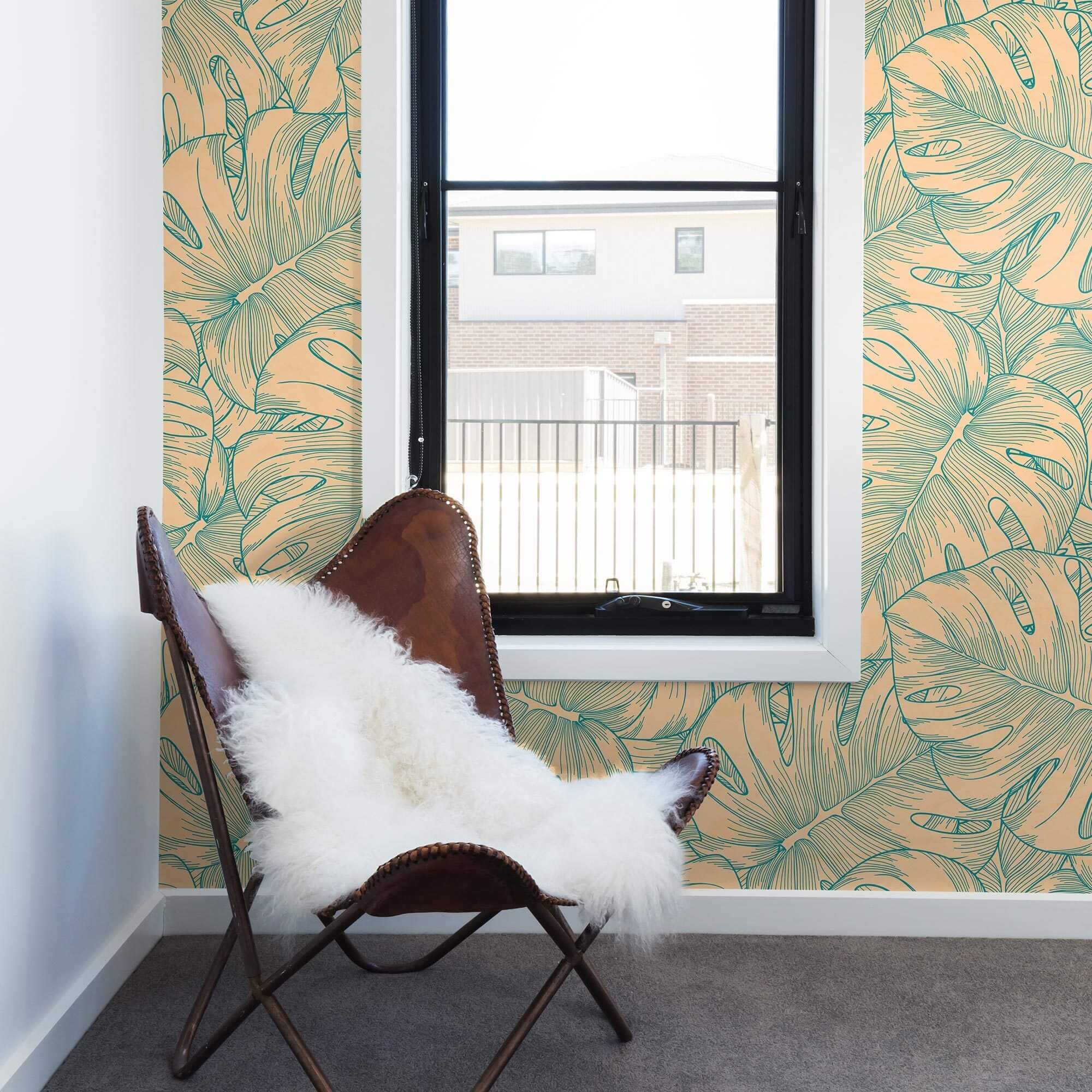 Blue and Beige Floral Peel and Stick Removable Wallpaper - Self-Adhesive Decorative Wall Covering for Bedroom, Living Room, Nursery & Home Decor