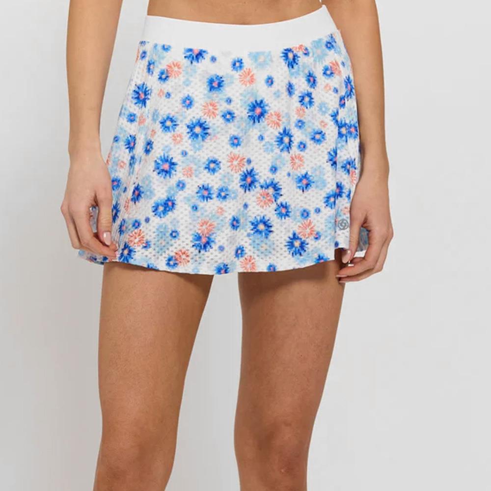 Lija Women's Bring The Heat Print Flounce Skort - Pixel Fleur Design | Athletic Tennis Skirt for Women | Perfect for Workouts, Running & Casual Wear